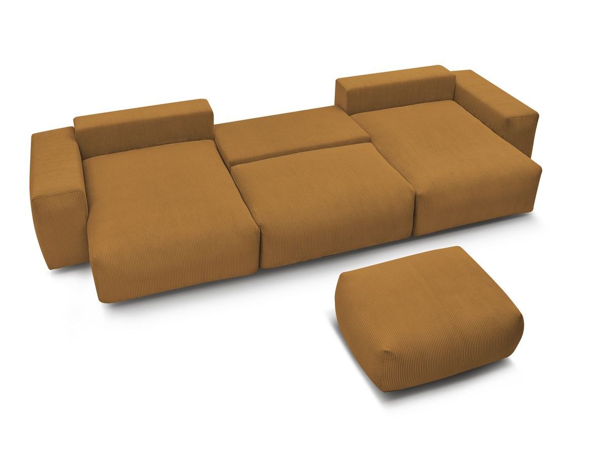 Bobochic Voltaire Wohnlandschaft mit Pouf 420 × 174 cm, Liegefläche 135 × 345 cm Cordsamt Gelb