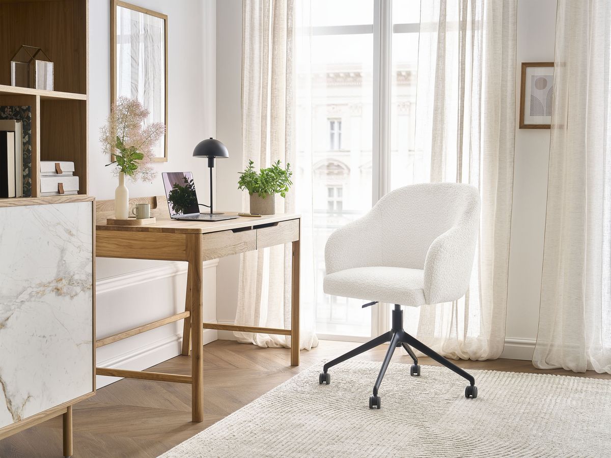 Bobochic Sophie Bürostuhl Bouclé-Stoff Weiß