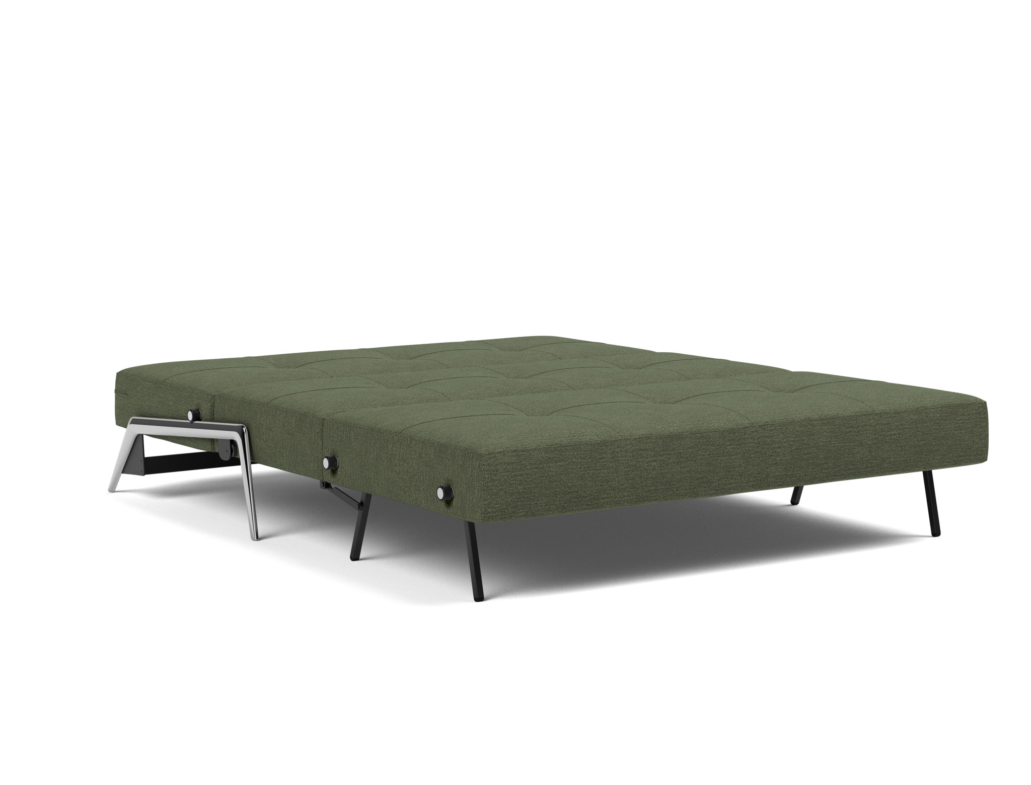 Schlafsofa Cubed 160 Strukturierter Stoff Taura 353-Forest Beine Aluminium