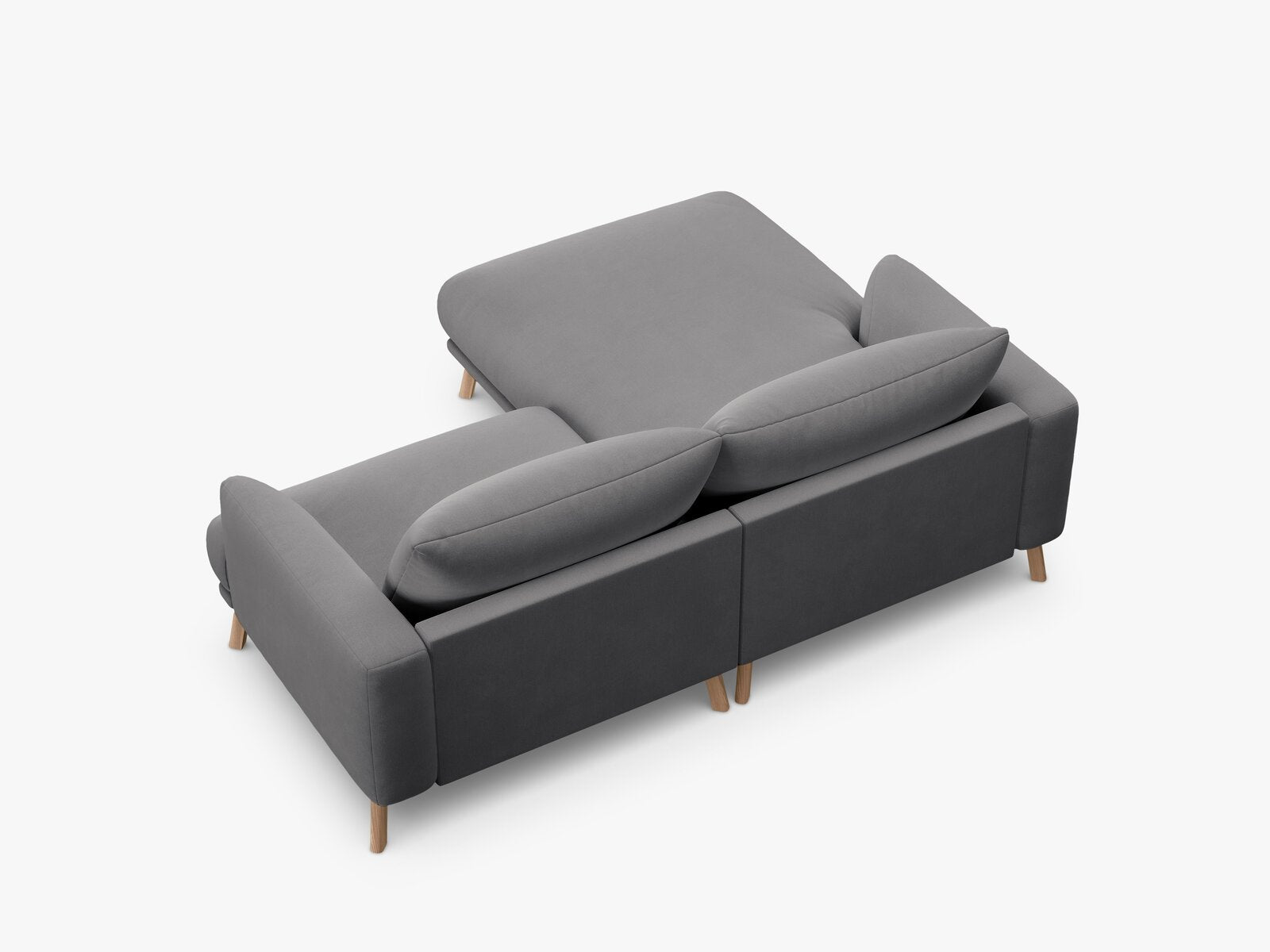 Micadoni Ecksofa Naomi 3-Sitzer kleine Version Links Samt Salvador Grau