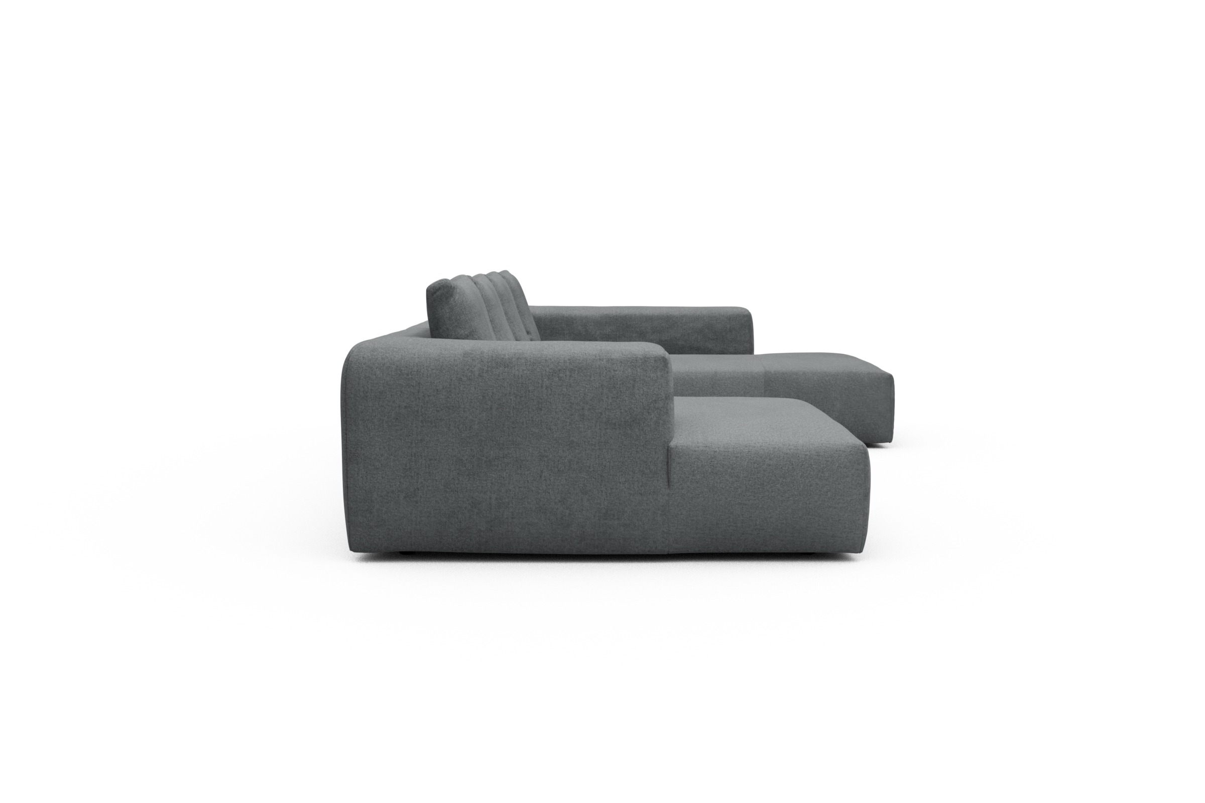Wohnlandschaft Fred Relax-Ecke rechts mit 2-Sitzer und Chaiselongue links Casone-Gravel-Grey