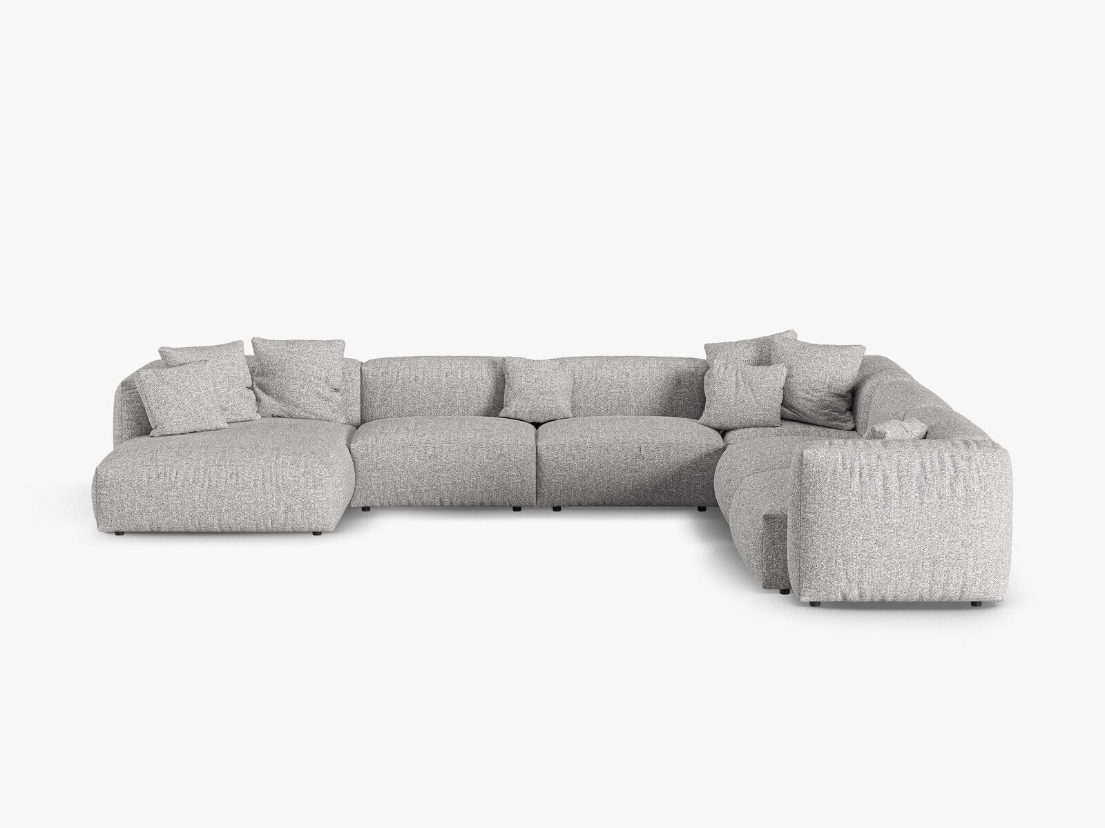 Micadoni modulares Ecksofa XL Martina 6-Sitzer 90cm Sitztiefe Rechts Boucle Monet Silber