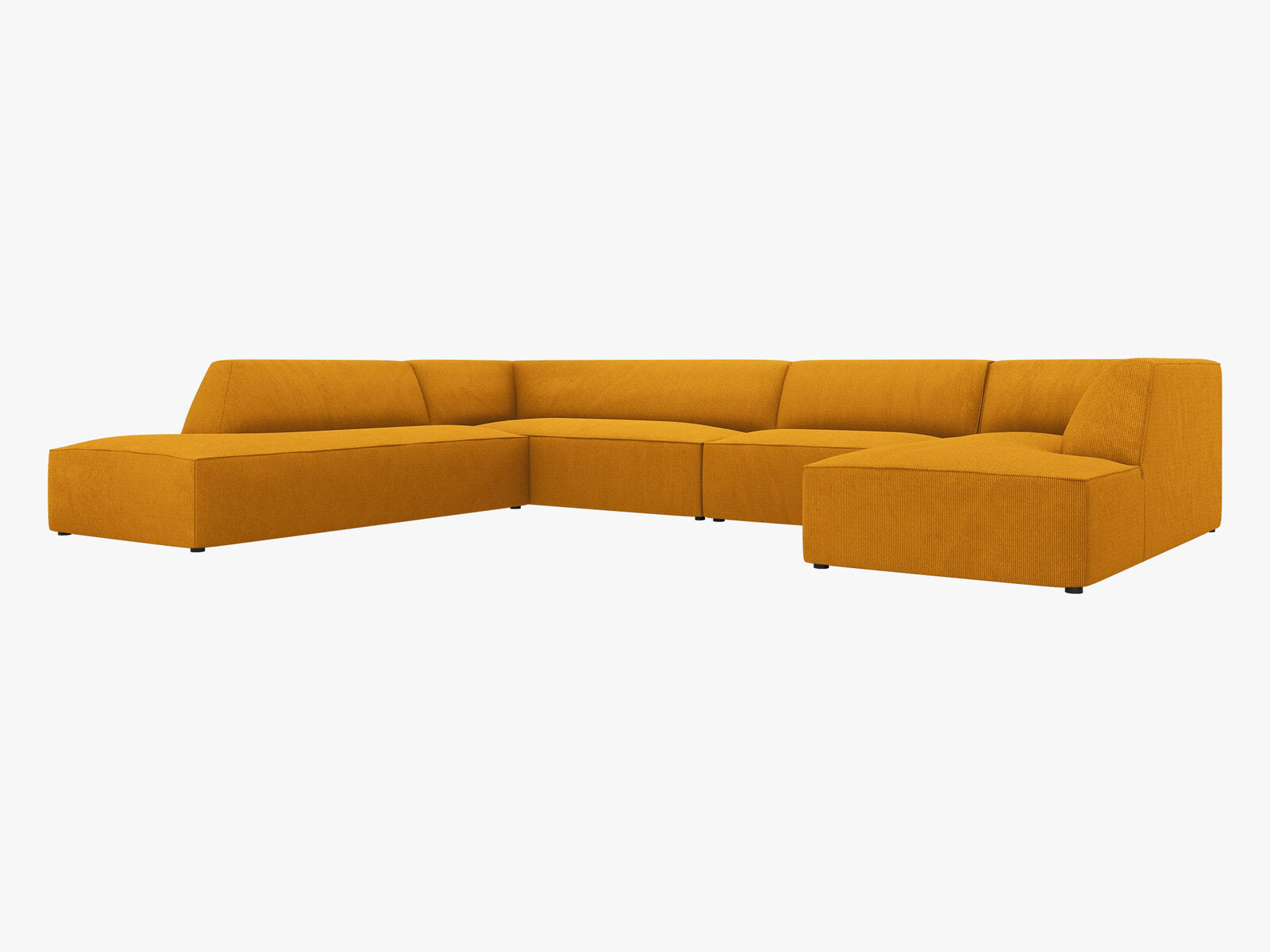 Micadoni Panorama-Ecksofa Ruby 7-Sitzer Links Kord Scala Gelb