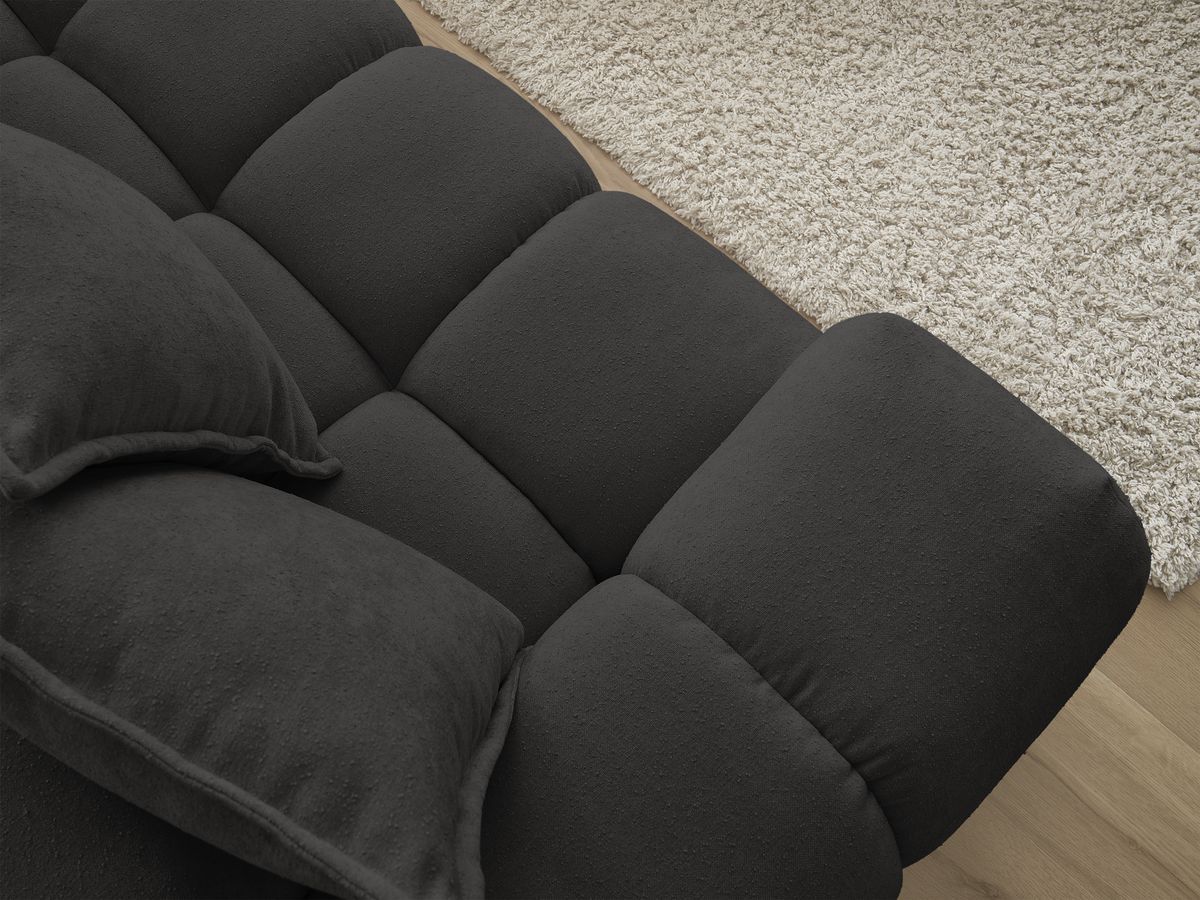 Bobochic Everest Ecksofa, 10 Kissen Strukturstoff Schwarz Ecke rechts