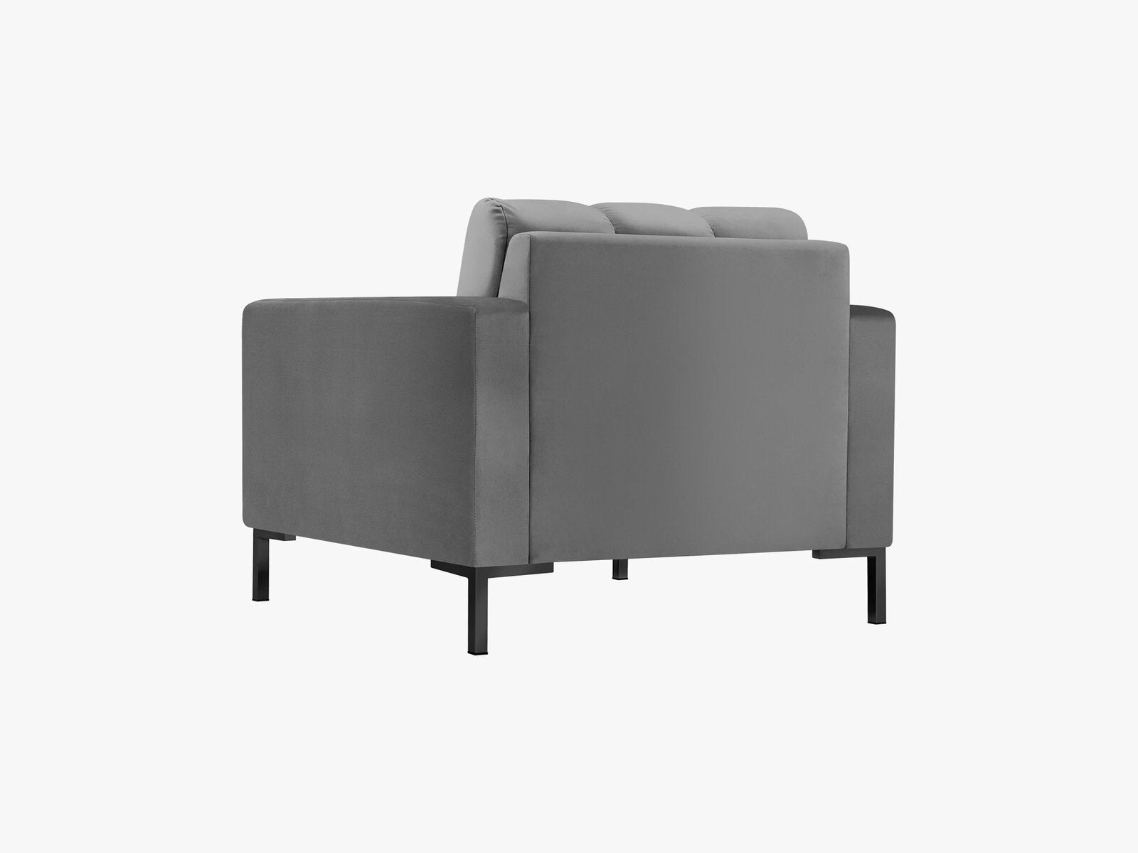 Micadoni Sessel Mamaia 1-Sitzer Samt Bluvel Hellgrau schwarze Beine