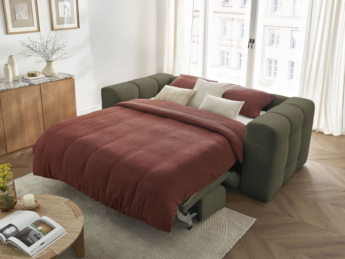 Bobochic Cloud Schlafsofa 3-Sitzer mit Pouf Stoff Grün