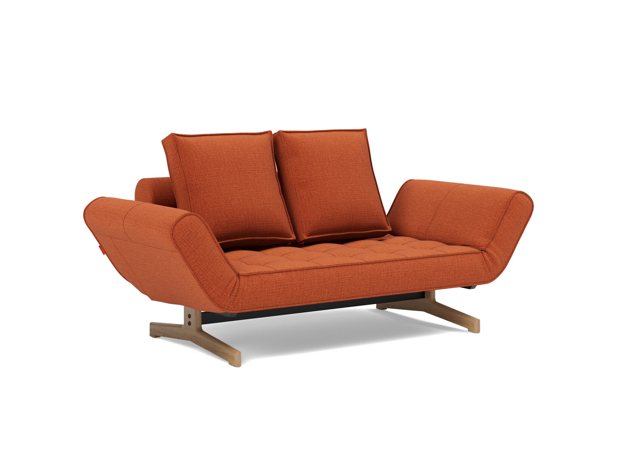 Tagesbett Ghia Chenille Esina 412-Rust-Orange Beine Eiche