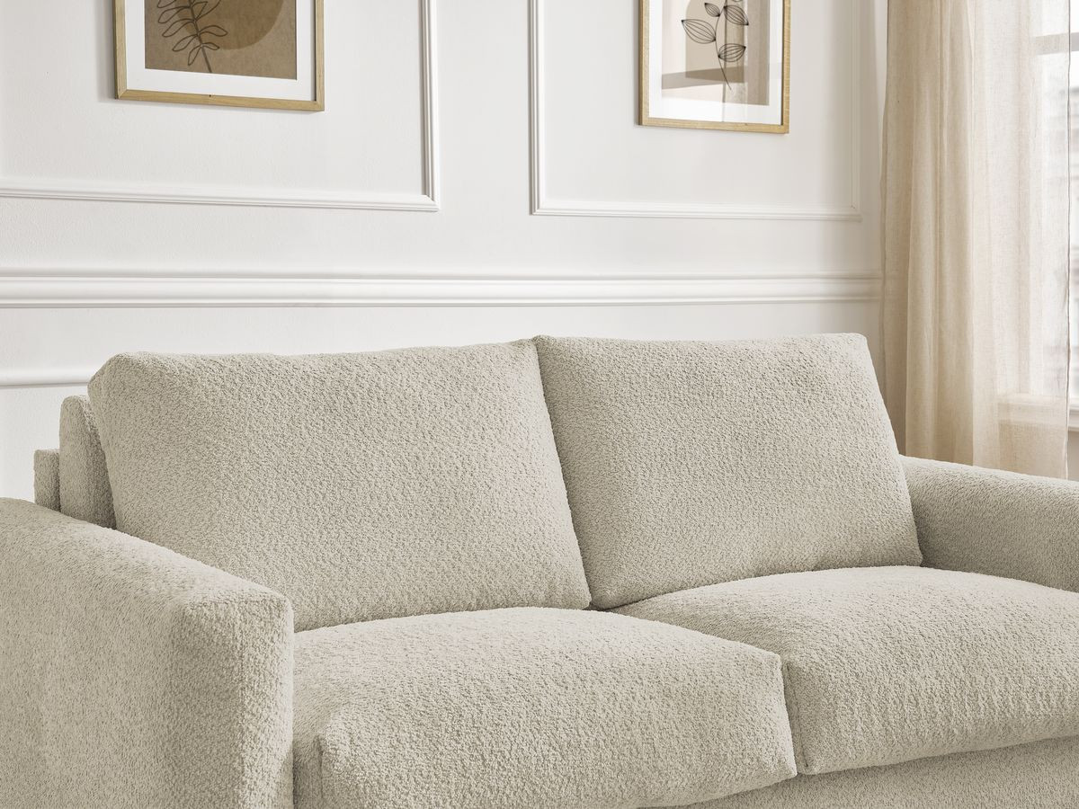 Bobochic Cocoone Schlafsofa 3-Sitzer Bouclé-Stoff Beige, Liegefläche 140 × 200 cm