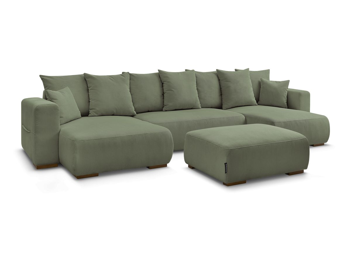 Bobochic Sidonie Wohnlandschaft mit Pouf Cordsamt Grün