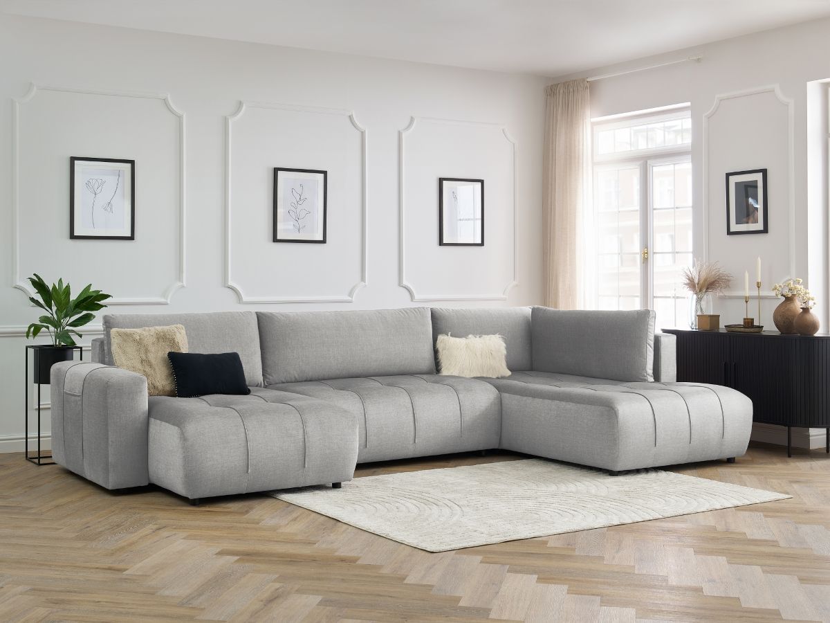 Bobochic Arsene Wohnlandschaft Samt Hellgrau Ecke links