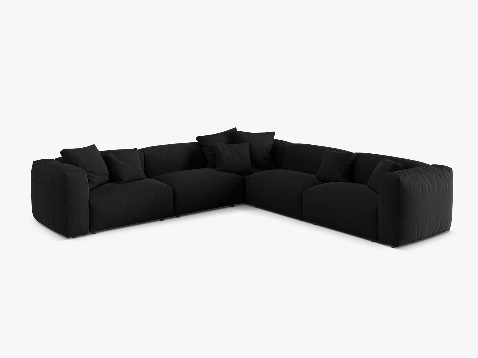 Micadoni modulares symmetrisches Ecksofa XL Martina 5-Sitzer Strukturierter Stoff Boston Schwarz