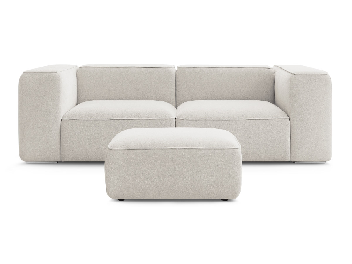 Bobochic Zephyr Sofa 3-Sitzer mit Pouf Strukturstoff Beige