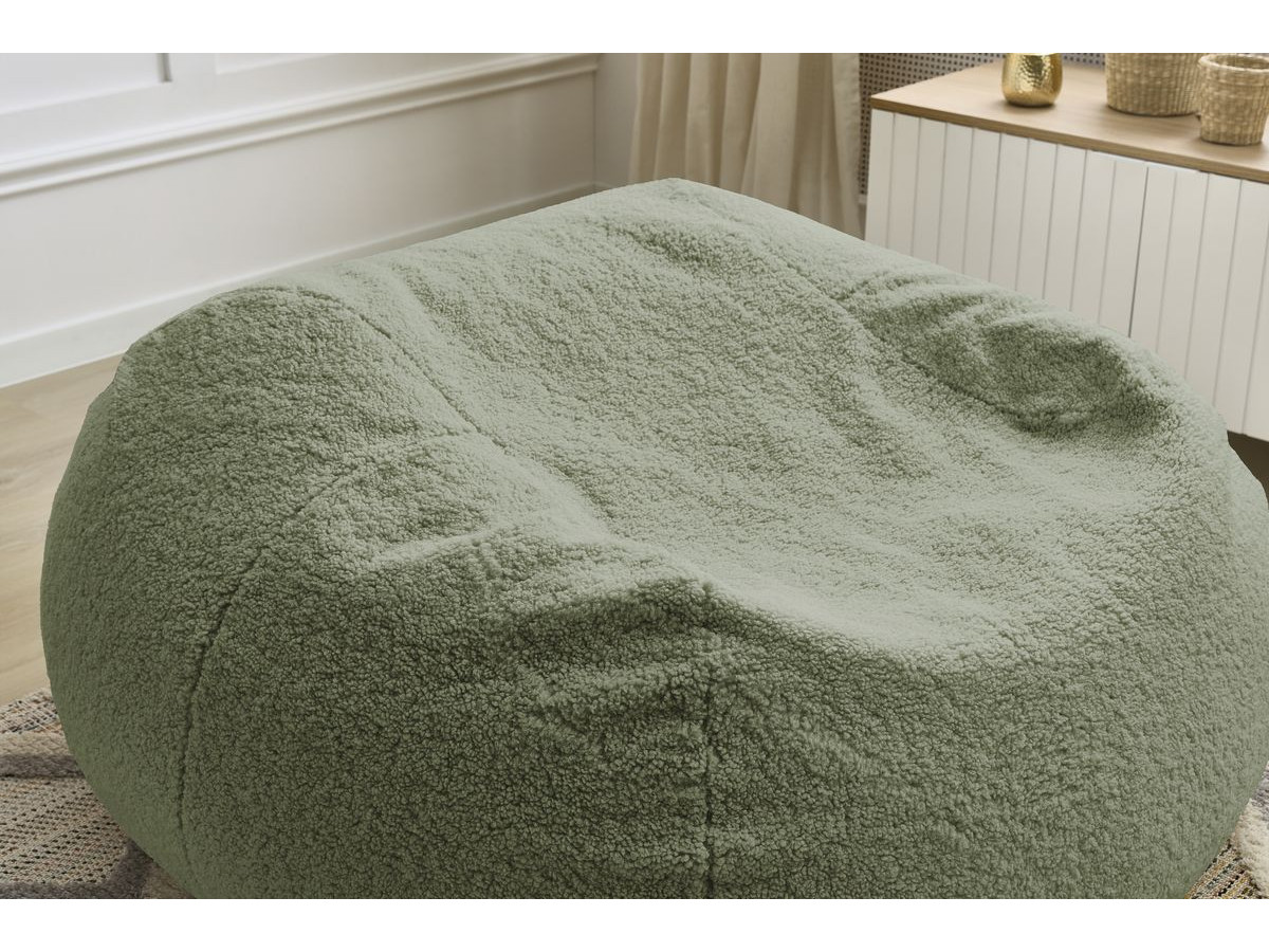 Bobochic Meribel Pouf Bouclé-Stoff Grün