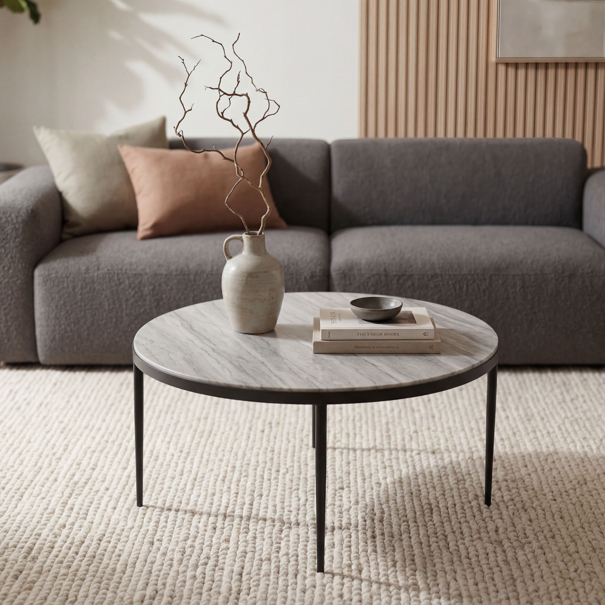 Couchtisch Stamsund Marmor Weiß Ø 70 × H 42 cm