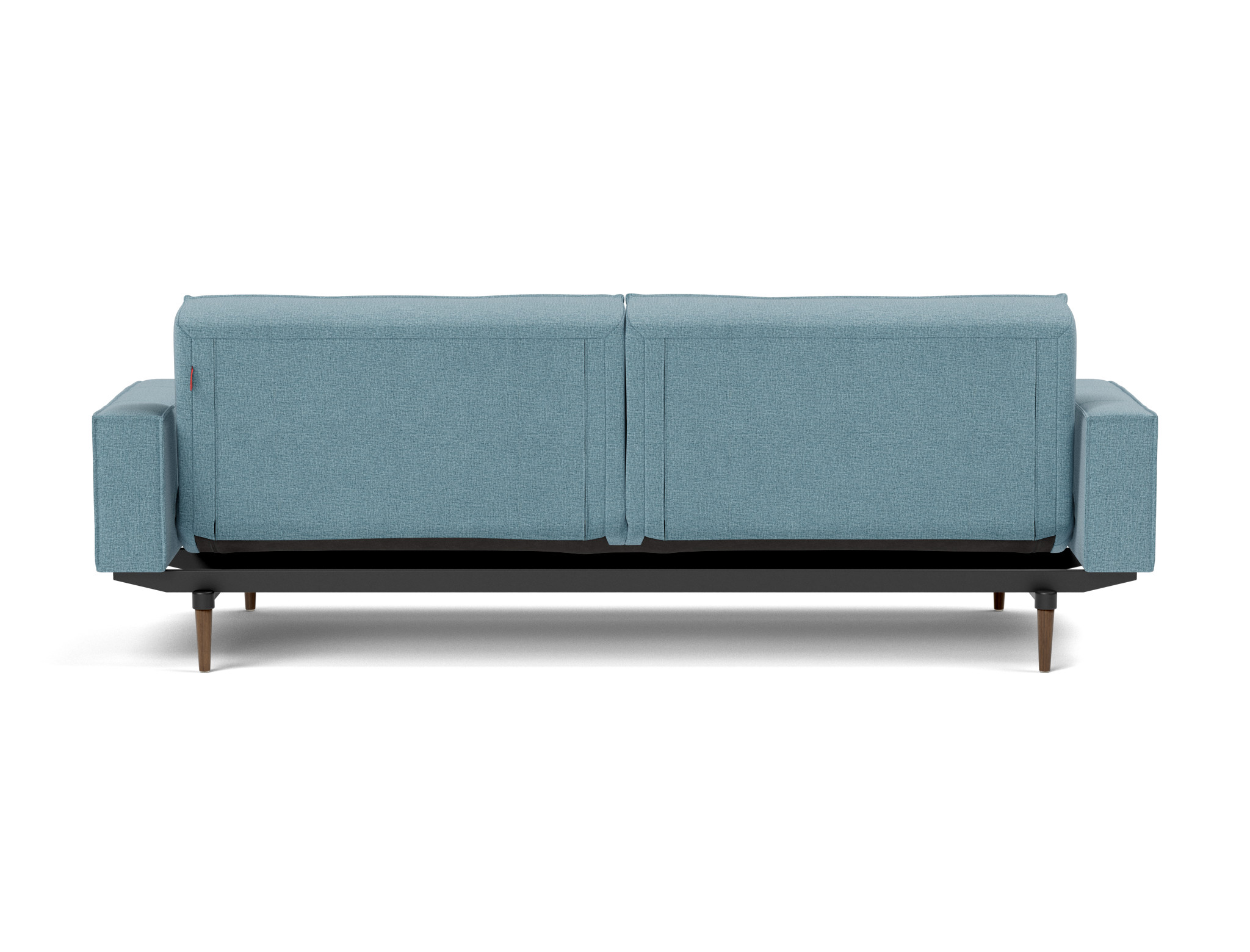 Schlafsofa Splitback mit Armlehnen Flachgewebe Mixed Dance 525-Light-Blue Beine Styletto Eiche dunkel
