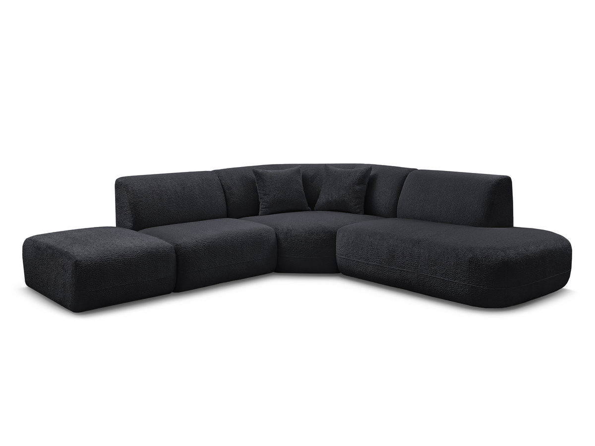 Bobochic Anda Ecksofa 279 × 264 cm Chenille Schwarz Ecke rechts