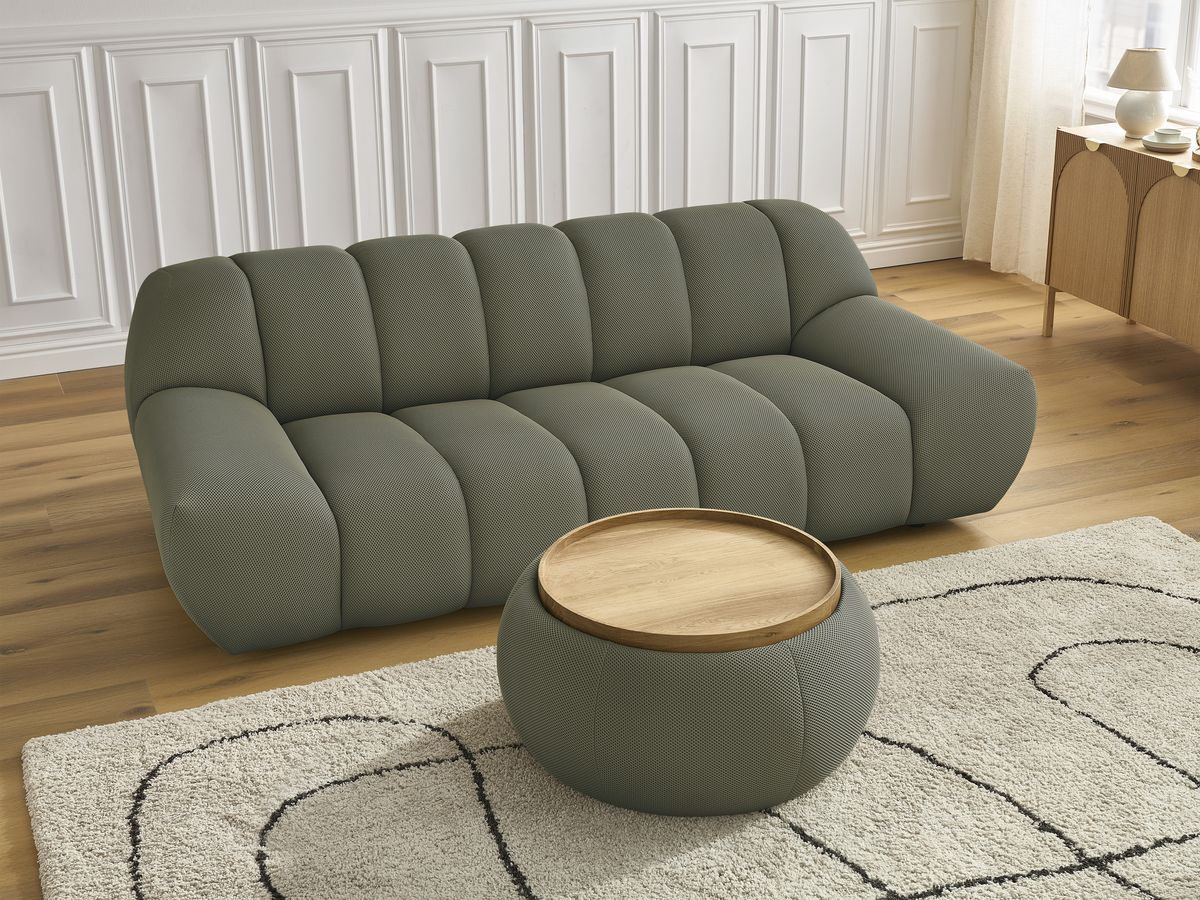 Bobochic Hayden Sofa 2-Sitzer mit Pouf Mesh-Stoff Grün