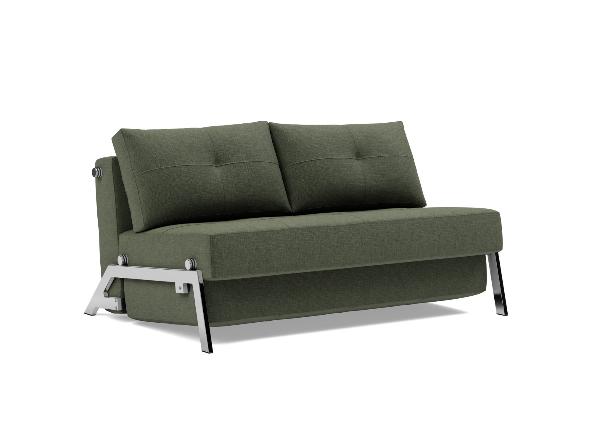 Schlafsofa Cubed 140 Chenille Esina 413-Olive-Green Beine Chrom