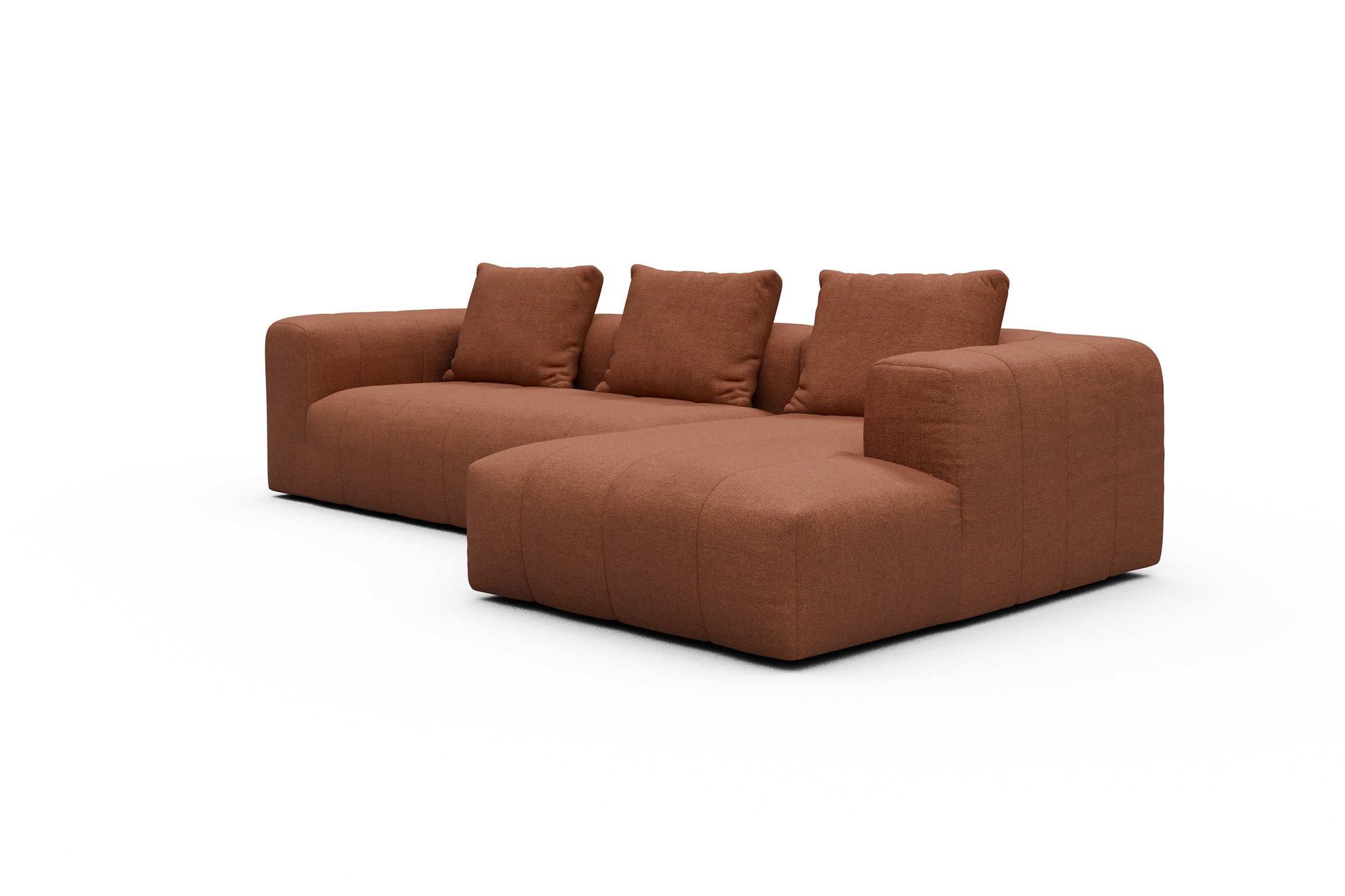 Ecksofa Hugo 2,5-Sitzer Armlehne links mit Chaiselongue Weda-Rust