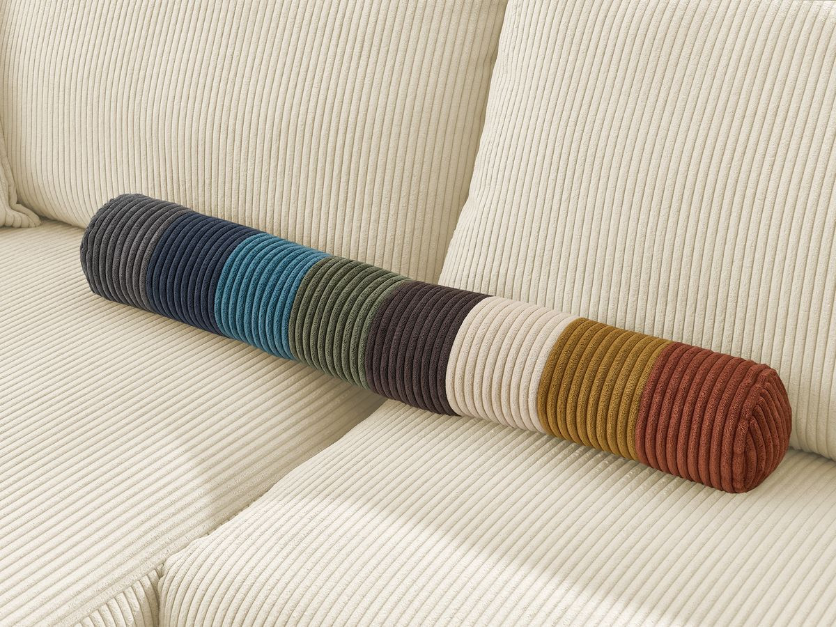 Bobochic Augustin Ecksofa mit Schlaffunktion und Bettkasten Cordsamt Beige, Liegefläche 140 × 200 cm