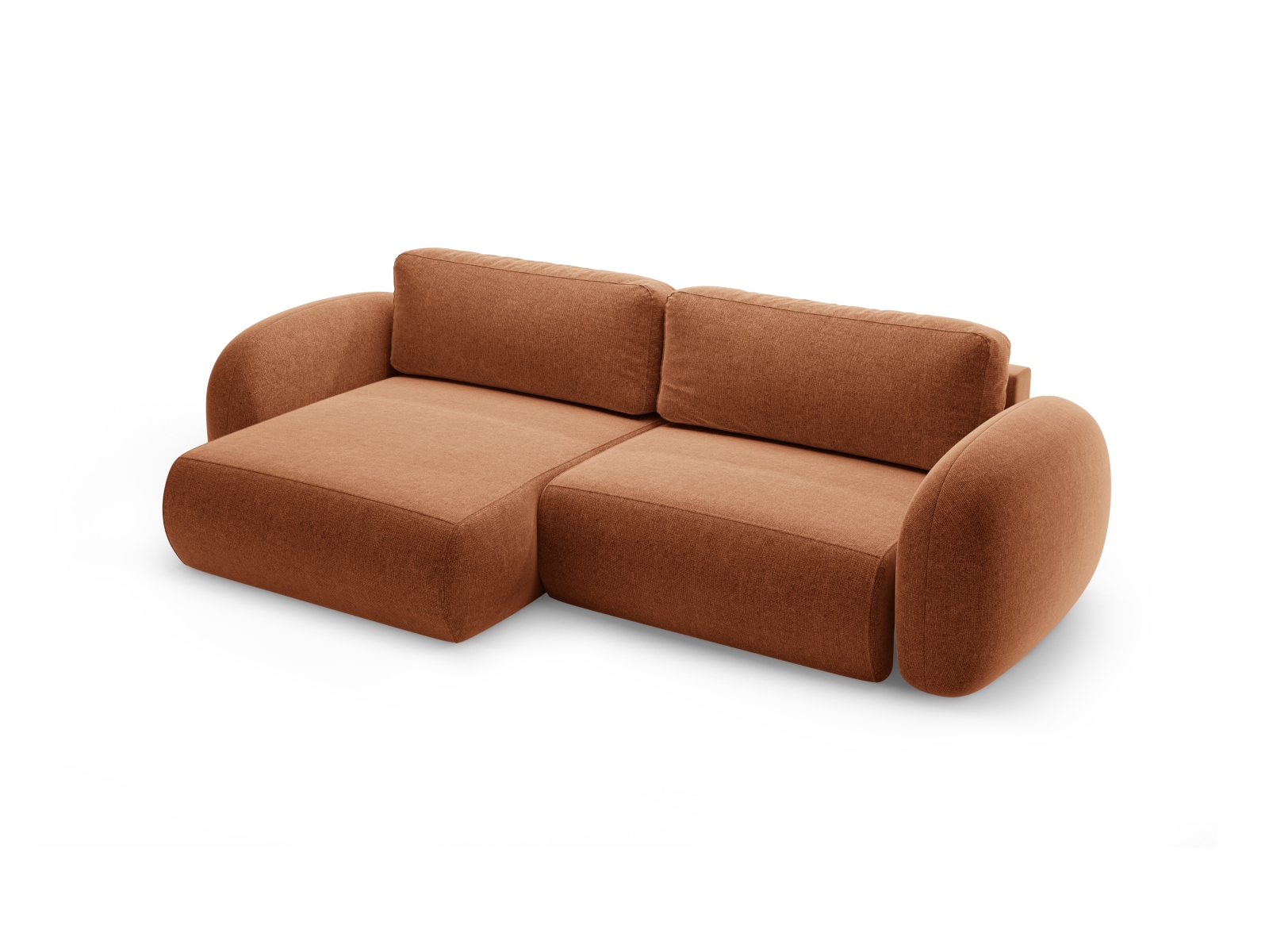 Cosmopolitan Design Wendbares Ecksofa Tonale 4-Sitzer mit Schlaffunktion und Bettkasten Chenille Eden Ziegel
