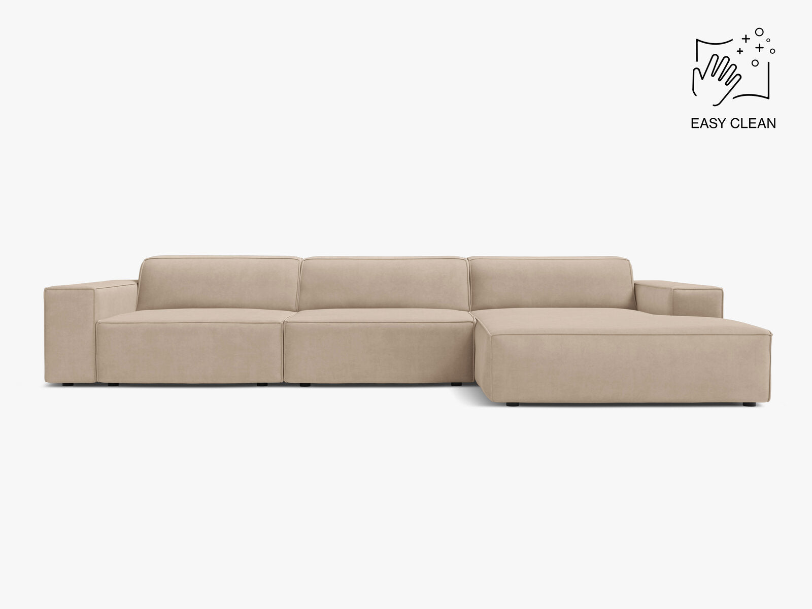 Micadoni Ecksofa Jodie 4-Sitzer Samt Venus Beige Rechts