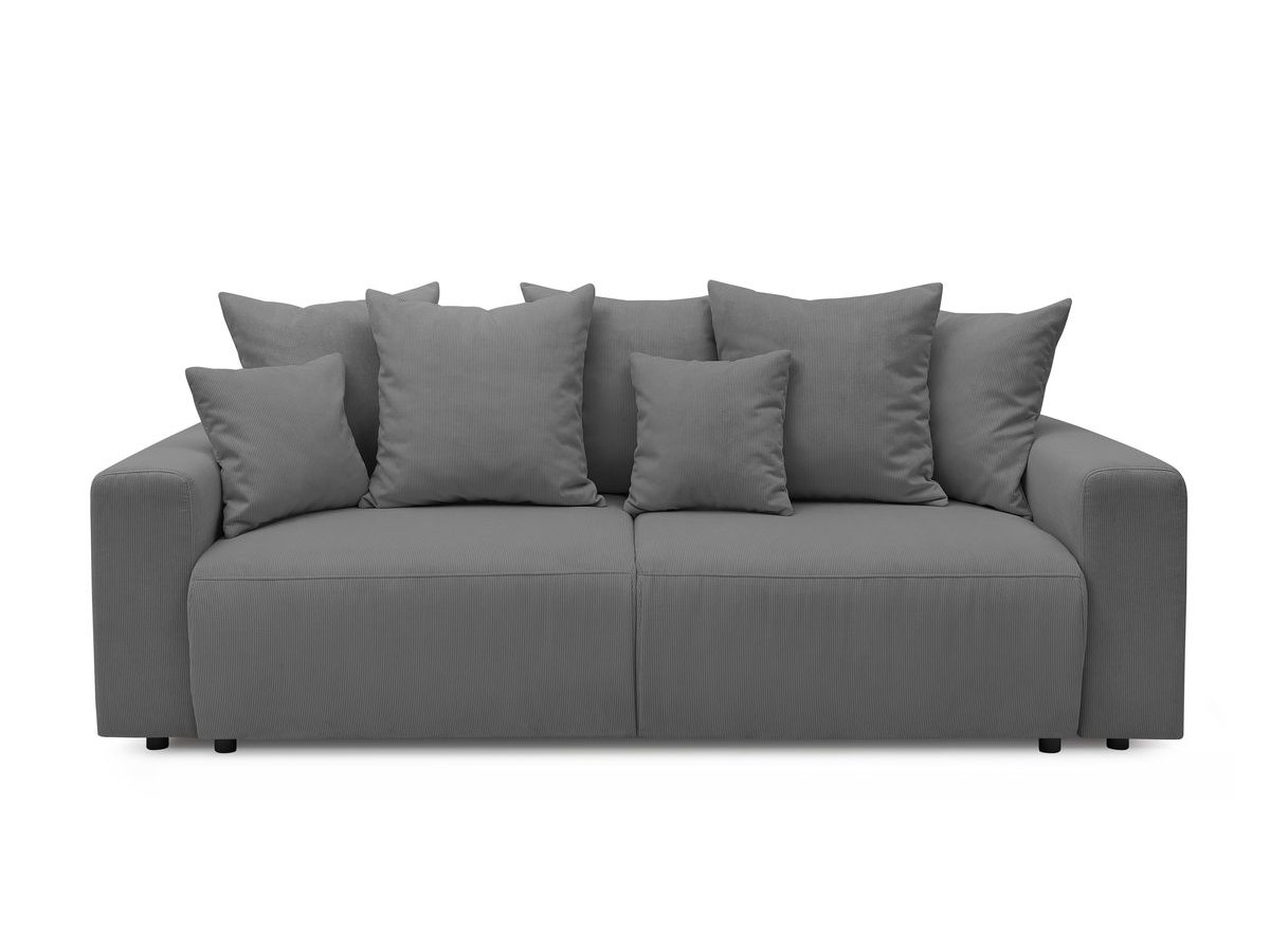 Bobochic Envy Schlafsofa 3-Sitzer mit Bettkasten und Pouf Cordsamt Dunkelgrau