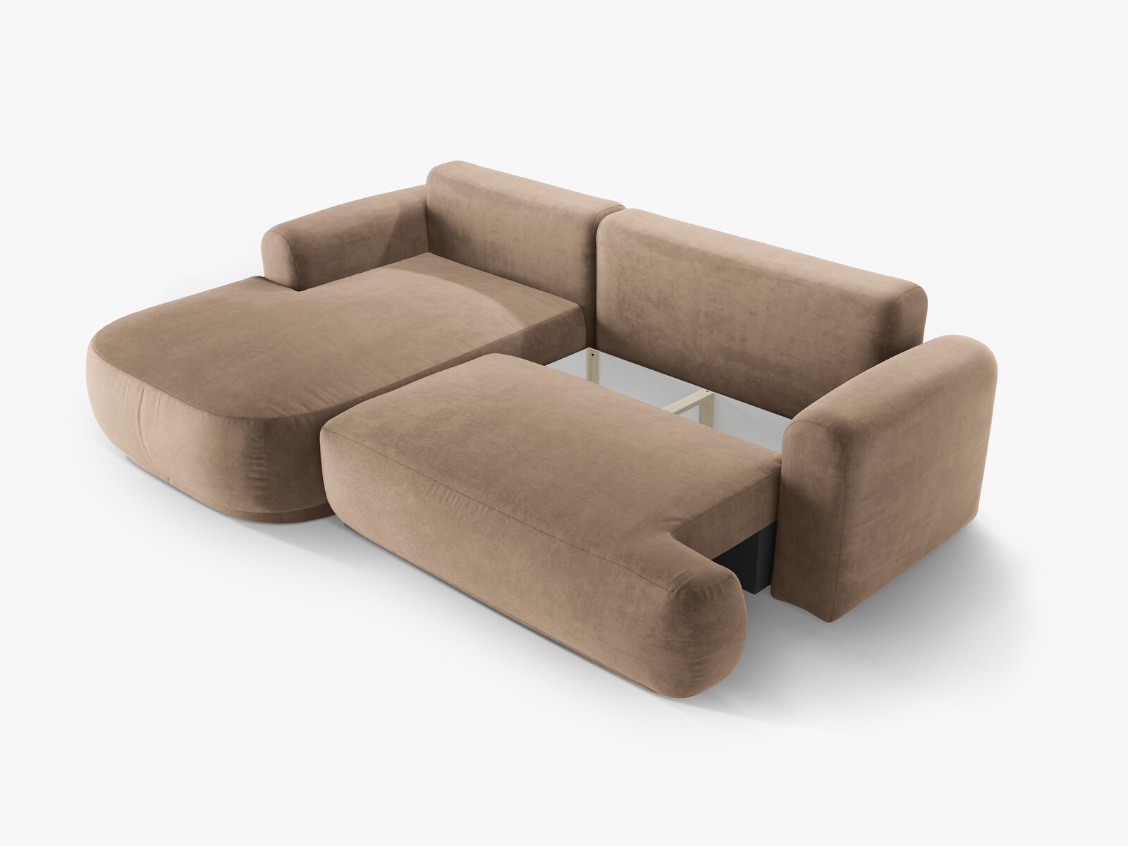 Micadoni Ella Ecksofa 5-Sitzer mit Schlaffunktion Links Samt Vogue Dunkelbeige