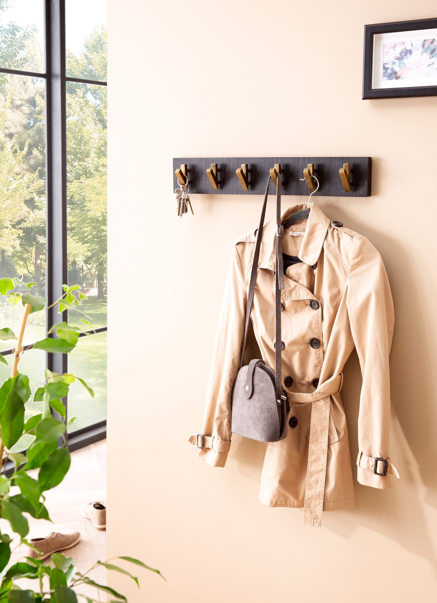Wandgarderobe Bovagen Mango Massivholz Schwarz 60 × 8 × 10 cm