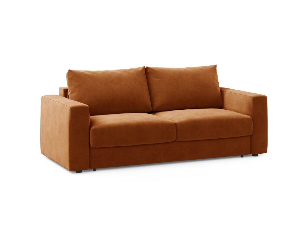 Cosmopolitan Design Schlafsofa Grena 3-Sitzer mit Bettkasten Samt Salvador Terrakotta