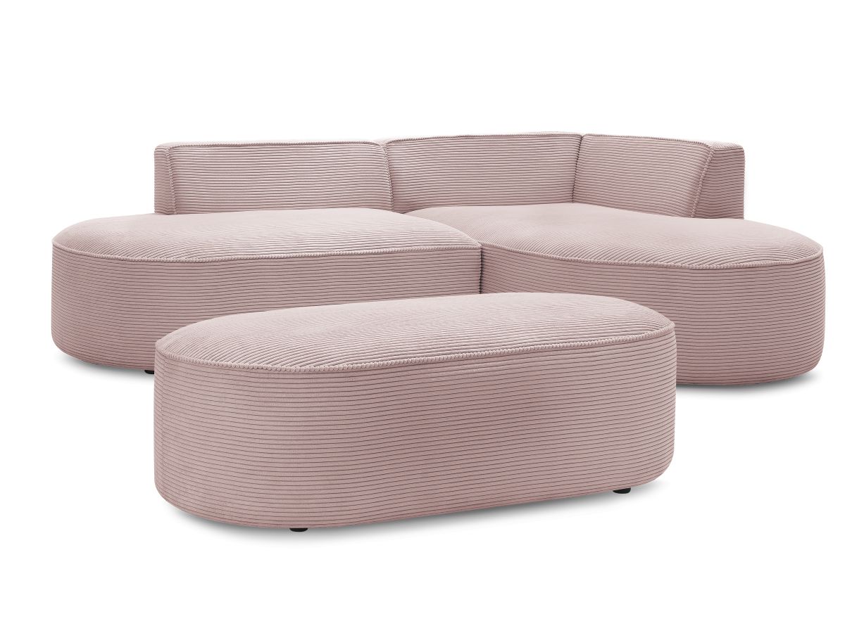 Bobochic Rousseau Ecksofa mit Pouf Cordsamt Violett Ecke rechts