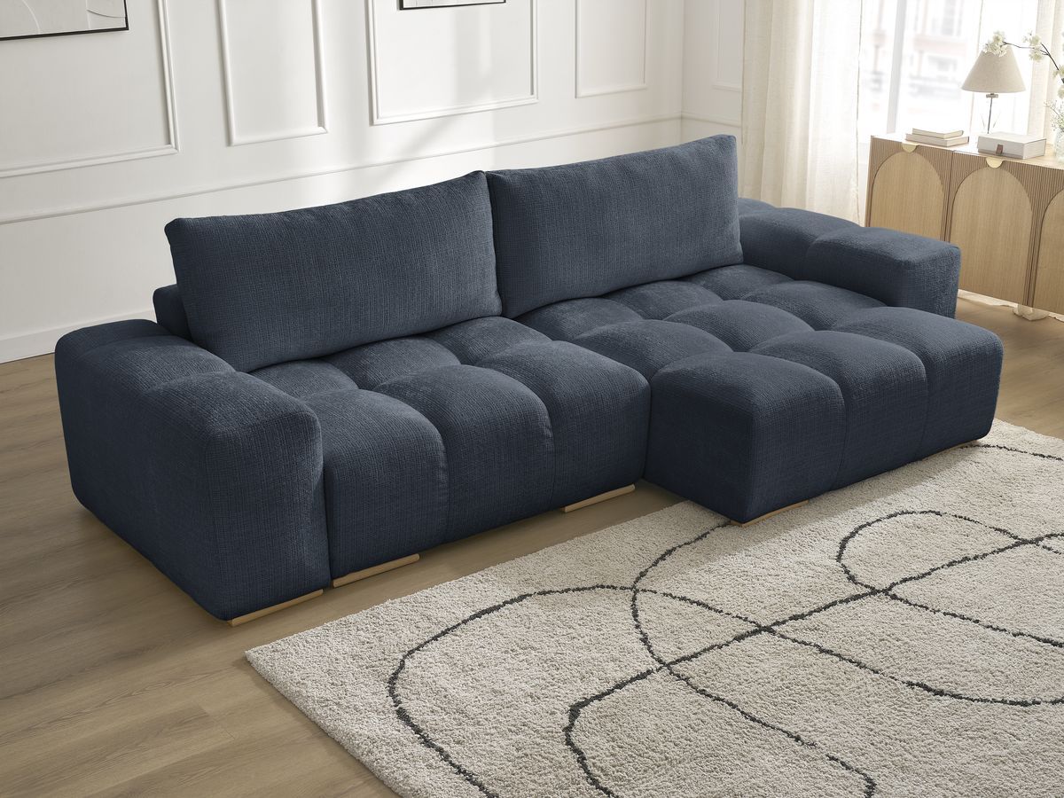 Bobochic Anakin Ecksofa, 2 Kissen Strukturstoff Dunkelblau