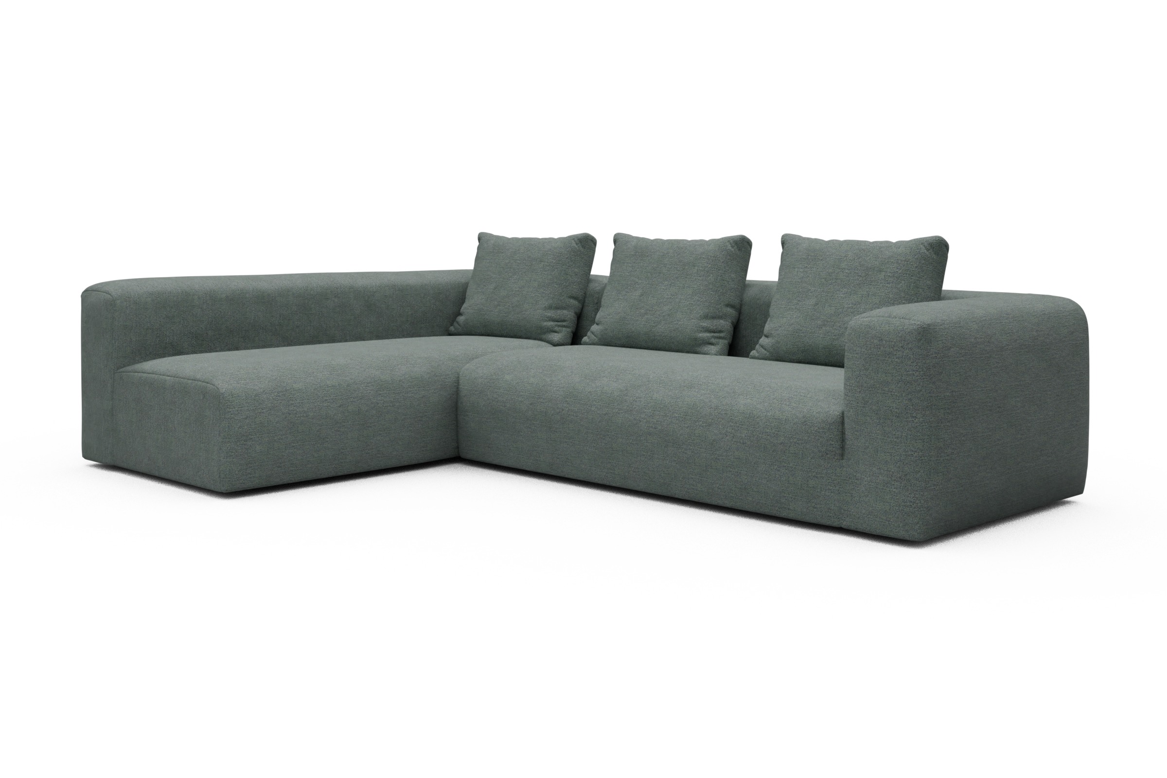 Ecksofa Fred 2x 2,5-Sitzer links offen Carreno-Ice-Blue