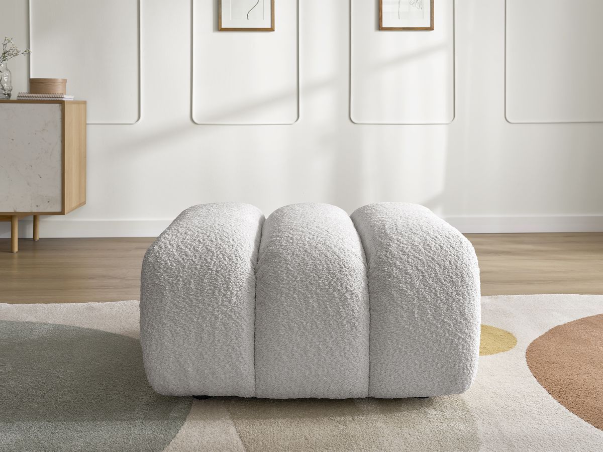 Bobochic Talia Pouf Bouclé-Stoff Hellgrau
