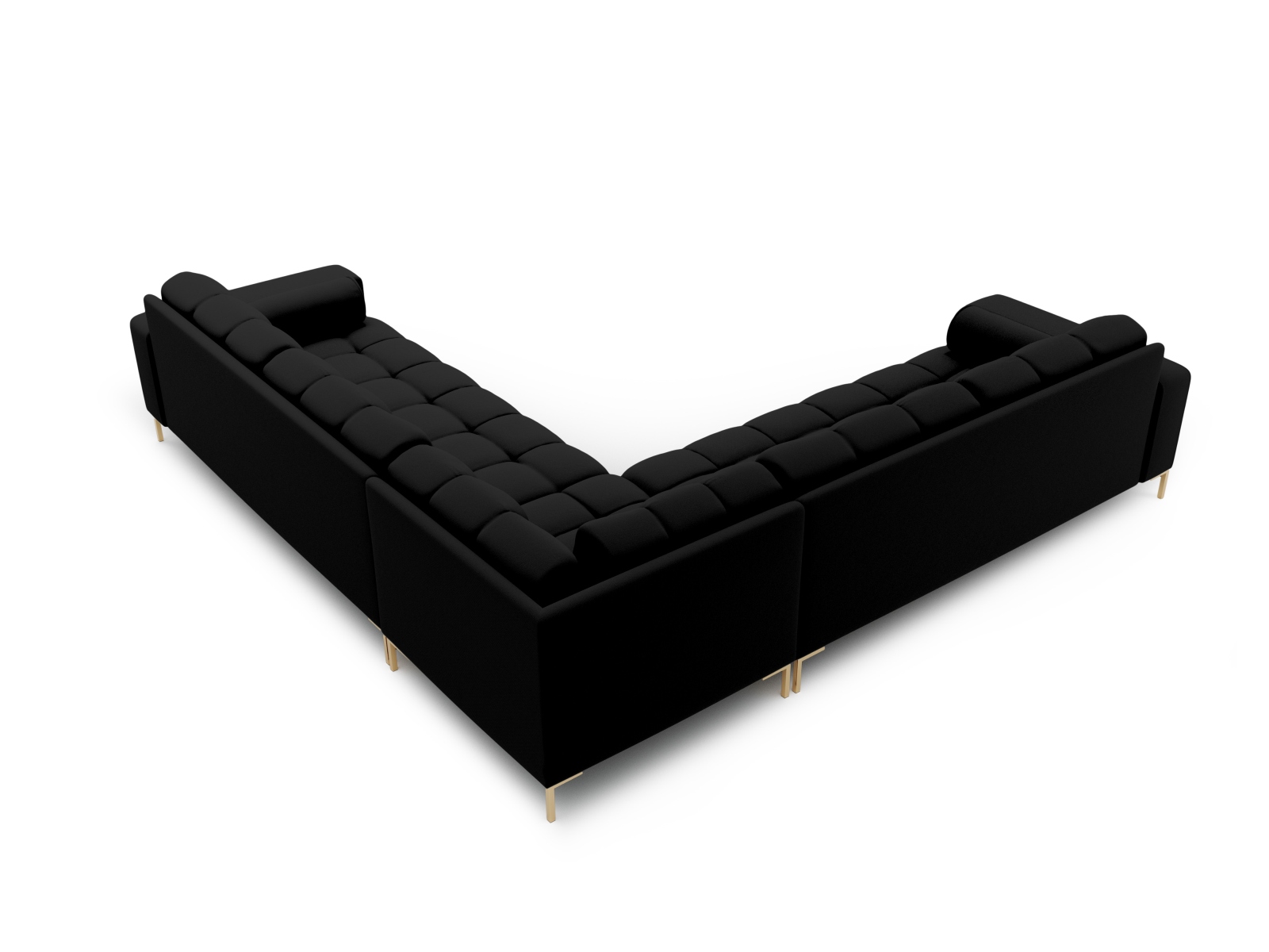 Cosmopolitan Design Symmetrisches Ecksofa Bali 6-Sitzer Strukturierter Stoff Neve Schwarz Beine Gold