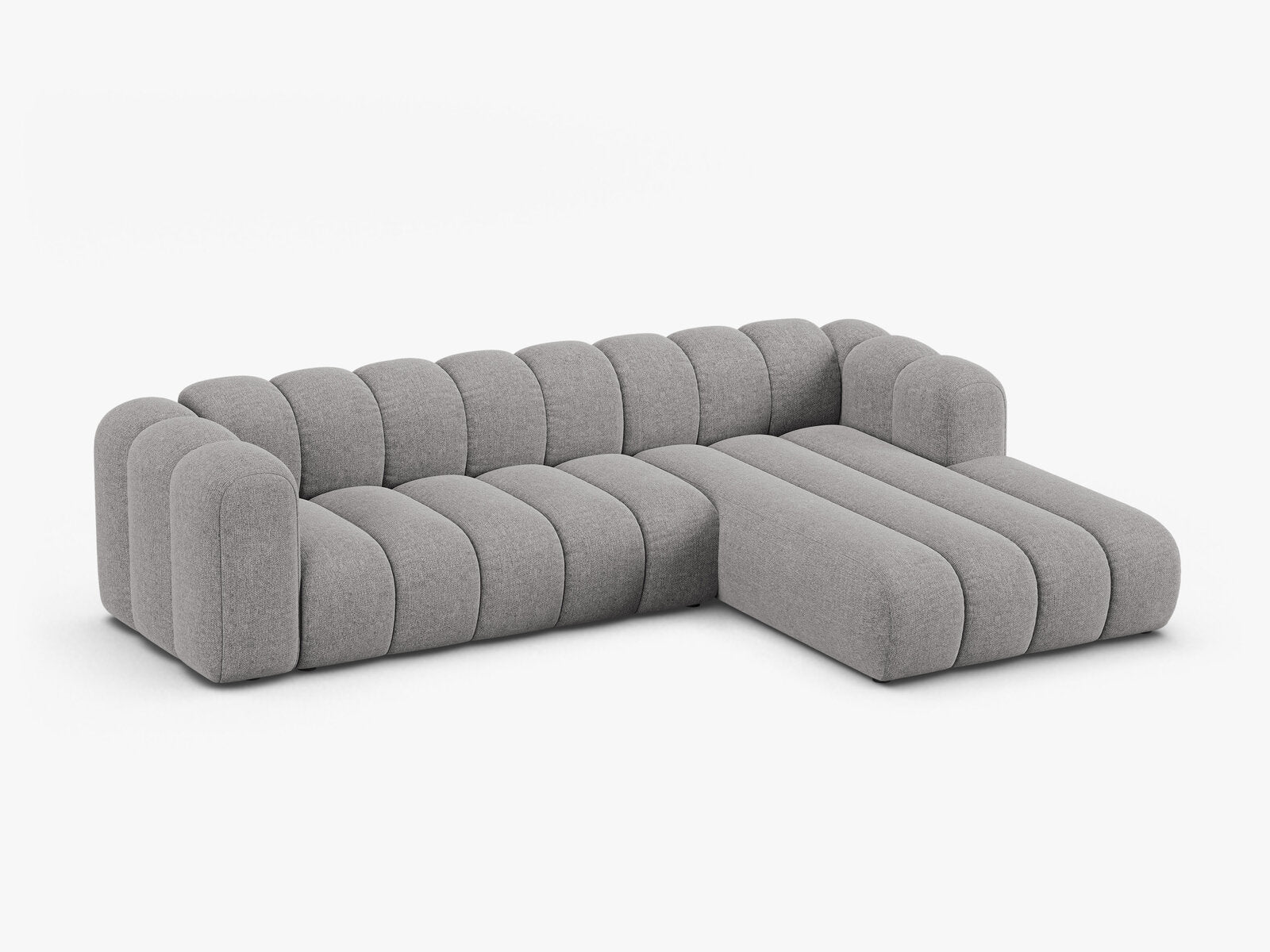 Micadoni Modulares Ecksofa Lupine 4-Sitzer Rechts Chenille Eden Hellgrau