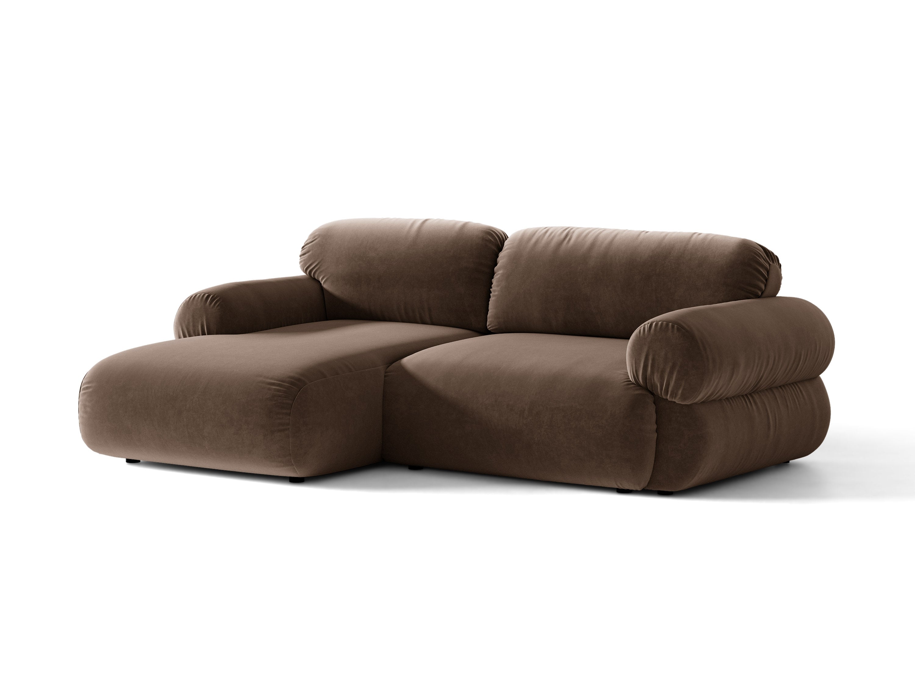 Micadoni Ophelia Ecksofa 4-Sitzer Links Samt Salvador Schokolade