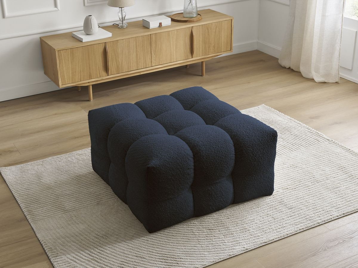 Bobochic Cloud Pouf Bouclé-Stoff Dunkelblau