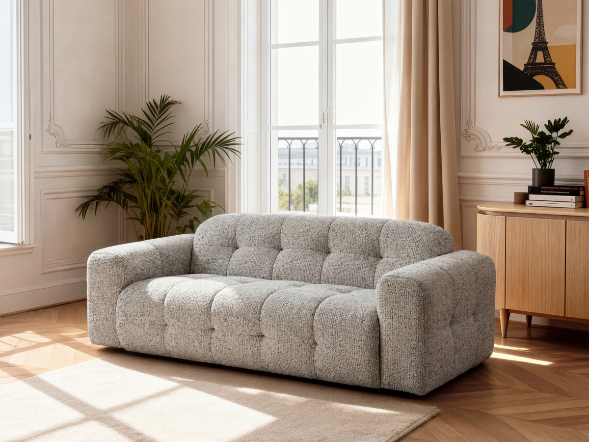 Bobochic Laura Sofa 3-Sitzer Melange-Stoff Taupe