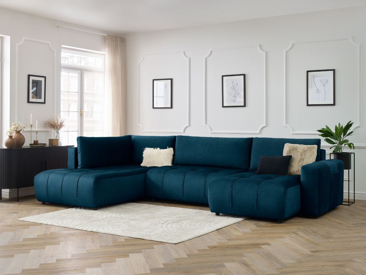Bobochic Arsene Wohnlandschaft Samt Blau Ecke rechts