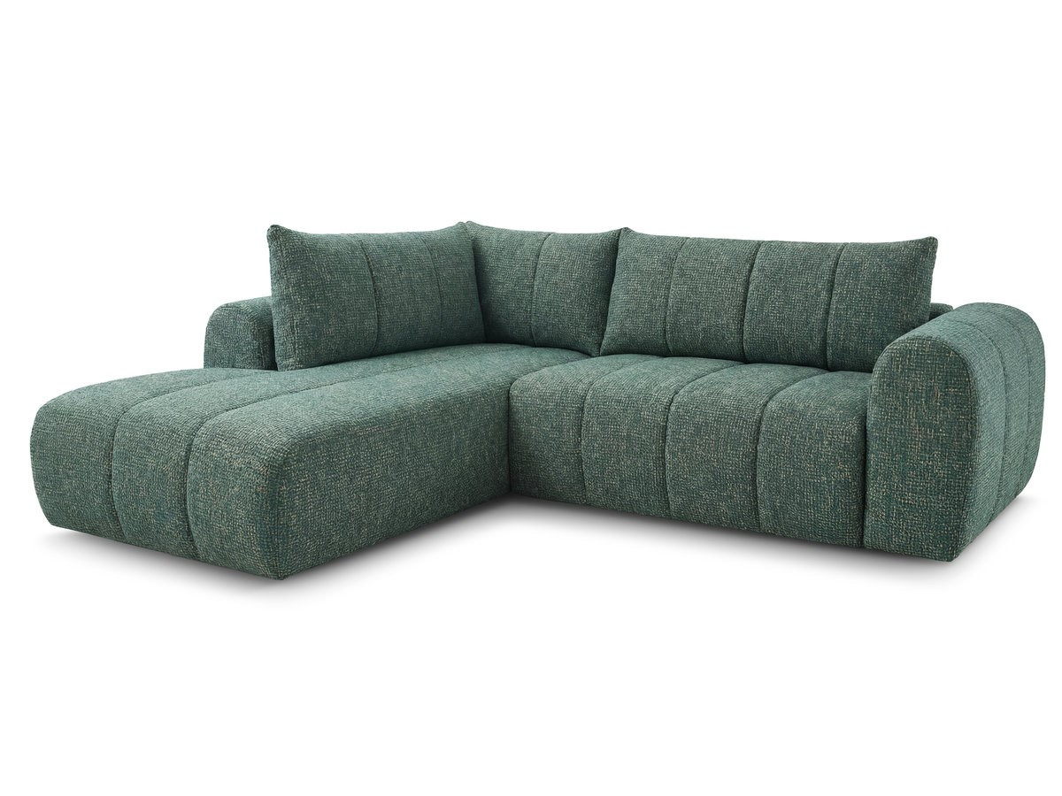 Bobochic Nesty Ecksofa in L-Form, 256 cm Melange-Stoff Dunkelgrün Ecke links