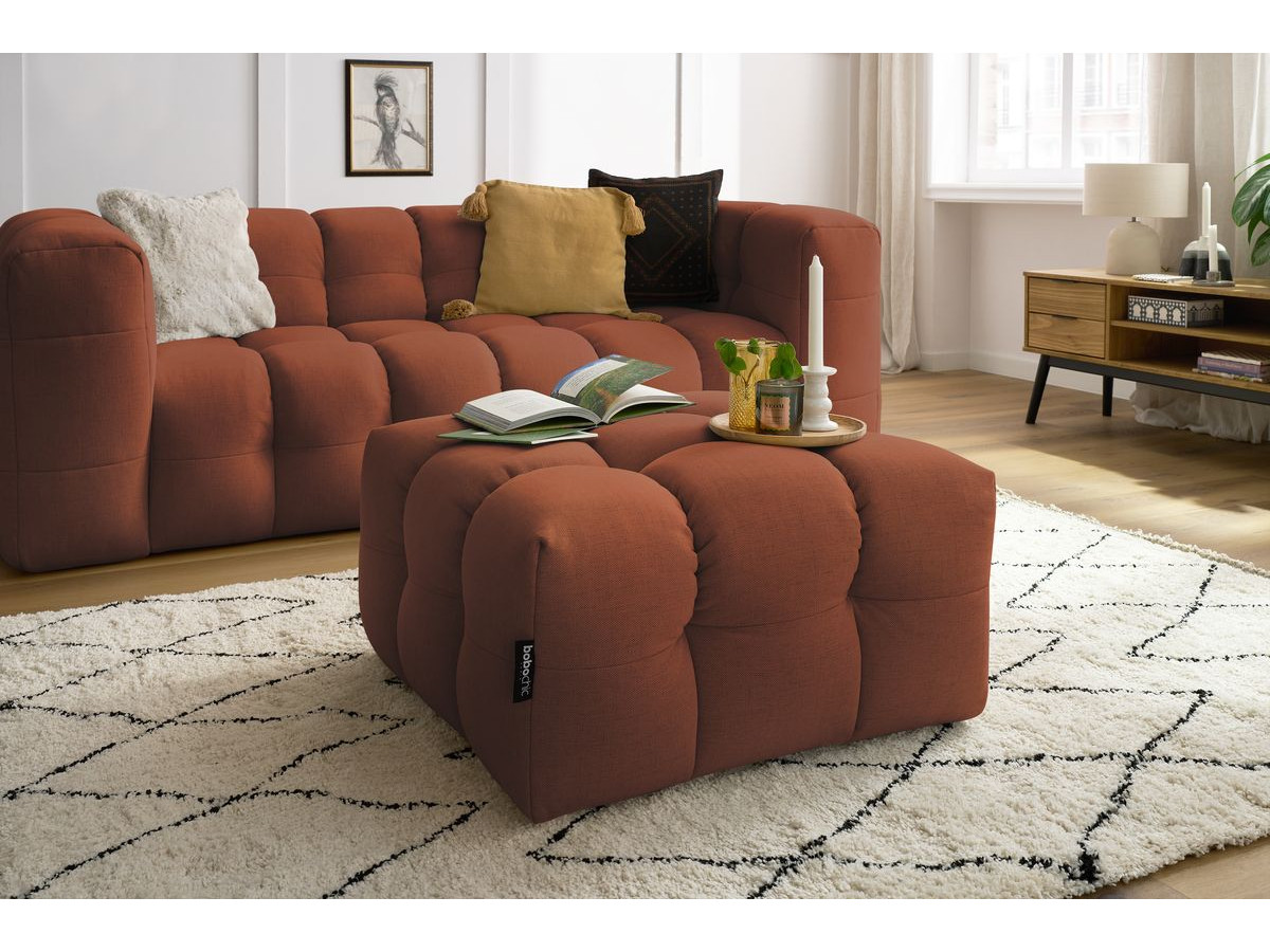 Bobochic Cloud Sofa 4-Sitzer mit Pouf Stoff Orange