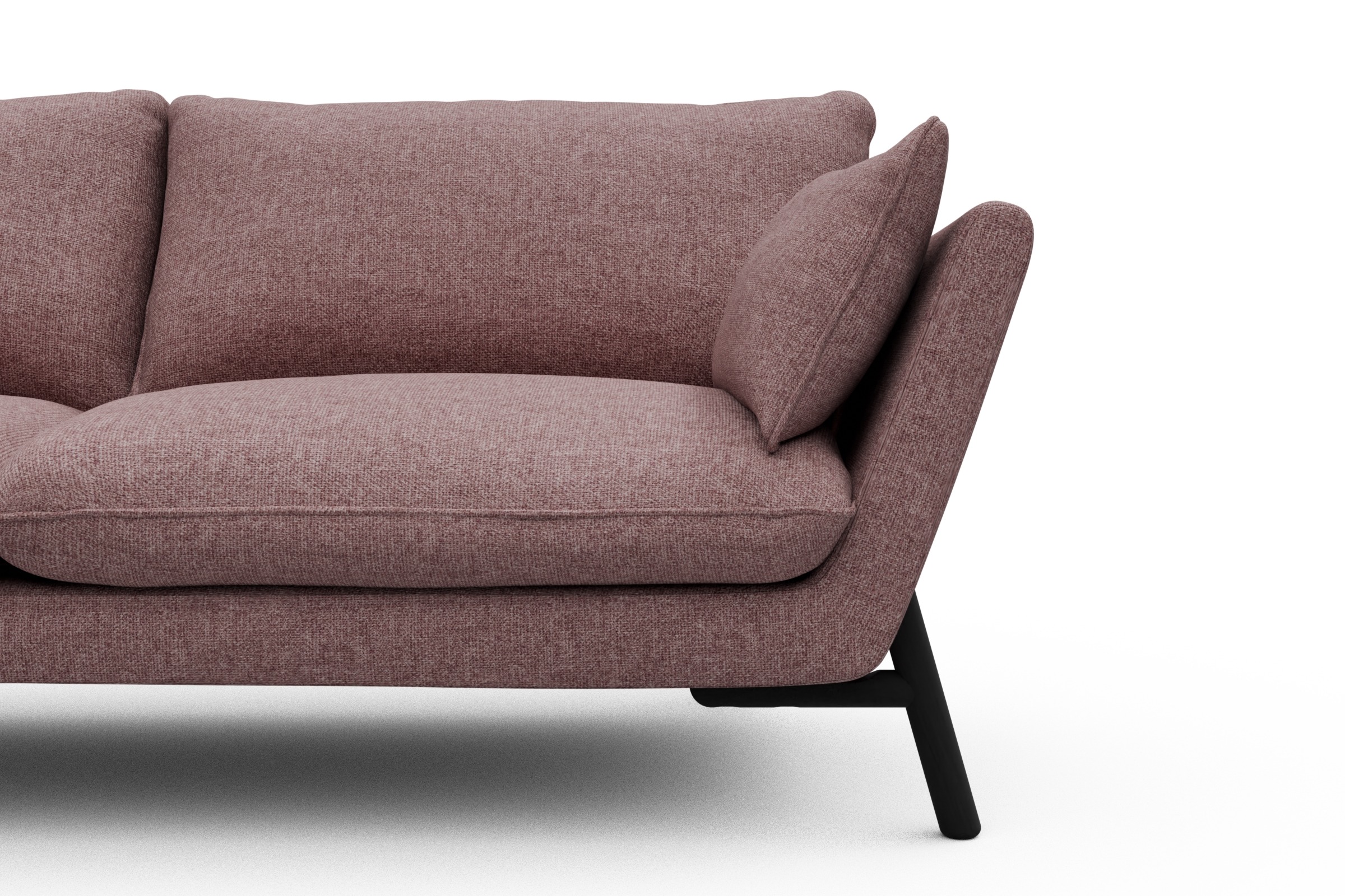 Sofa Emil 3-Sitzer Beinfarbe Eiche Schwarz Sama-Flamingo