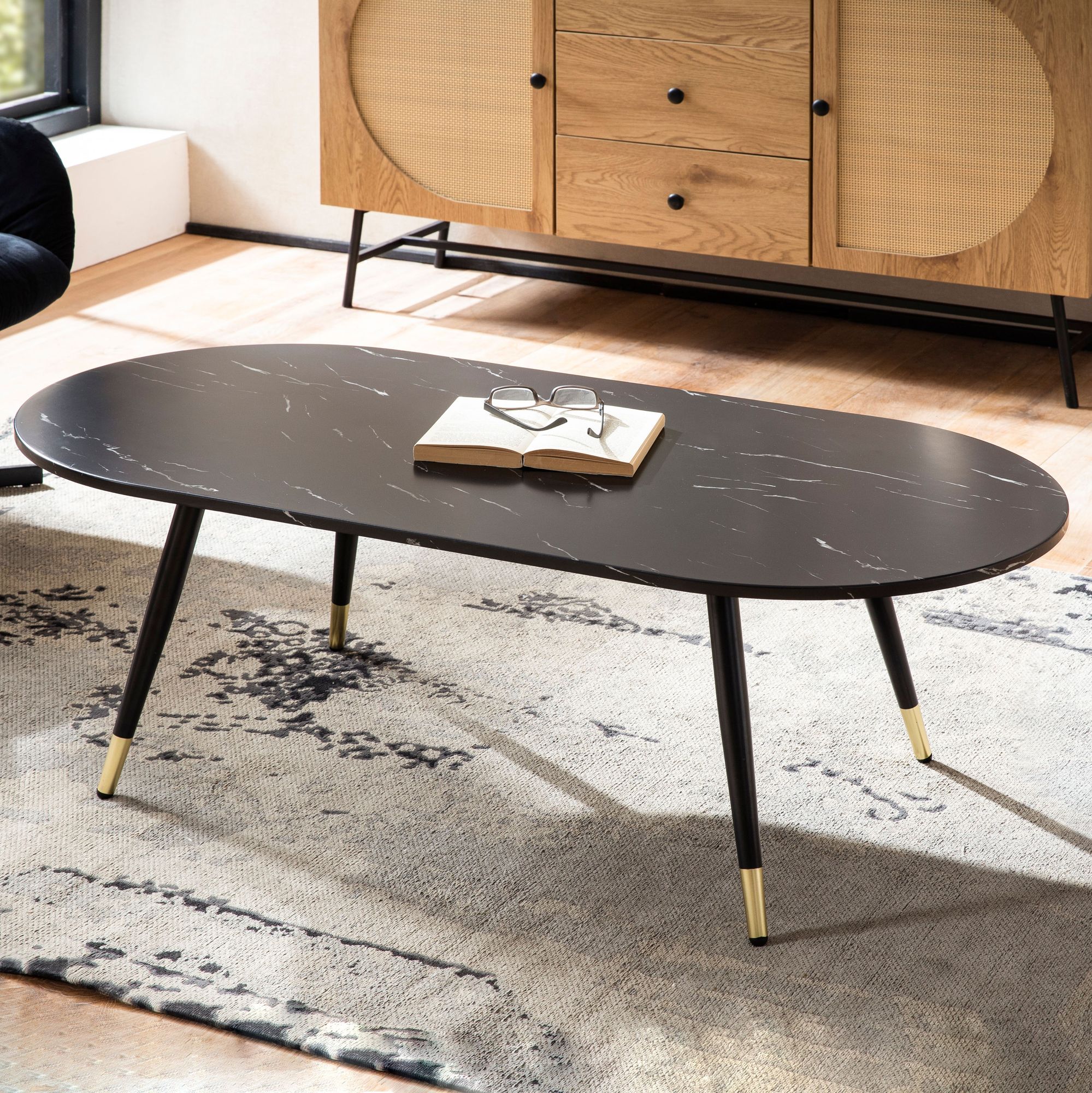 Couchtisch Ringstad Marmoroptik Schwarz 120 × 60 × 41,5 cm