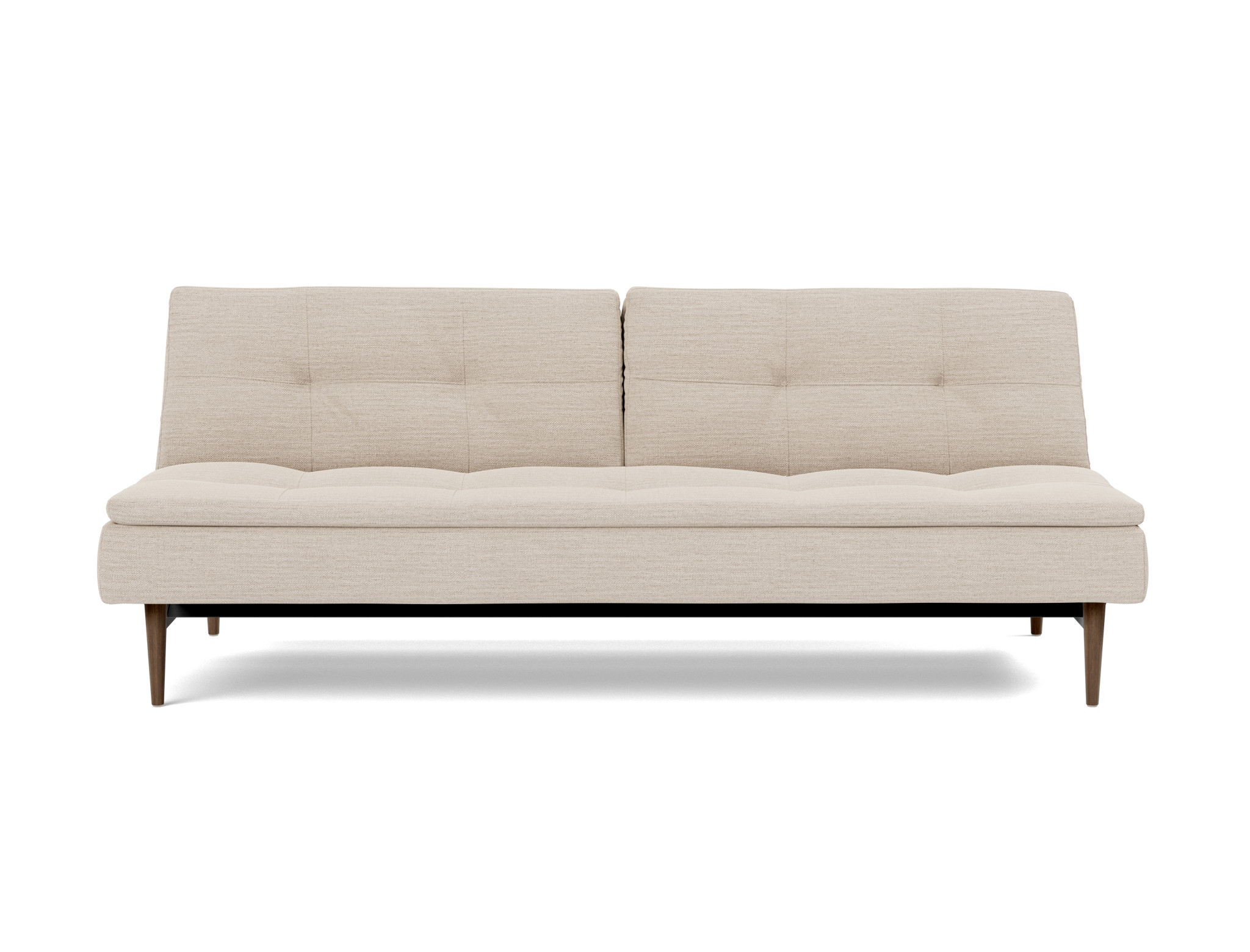 Schlafsofa Dublexo Webstoff Blida 612-Sand-Grey Beine Styletto Eiche dunkel