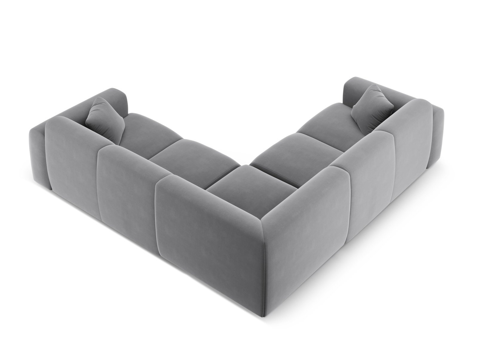 Cosmopolitan Design Symmetrisches Ecksofa Nolio 5-Sitzer Samt Casino Hellgrau