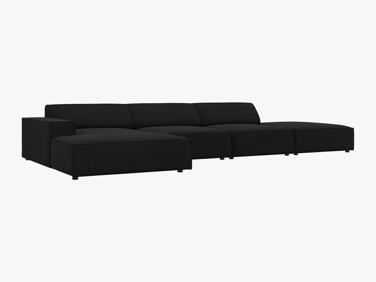 Micadoni Ecksofa Jodie 5-Sitzer Links Strukturierter Stoff Megan Schwarz