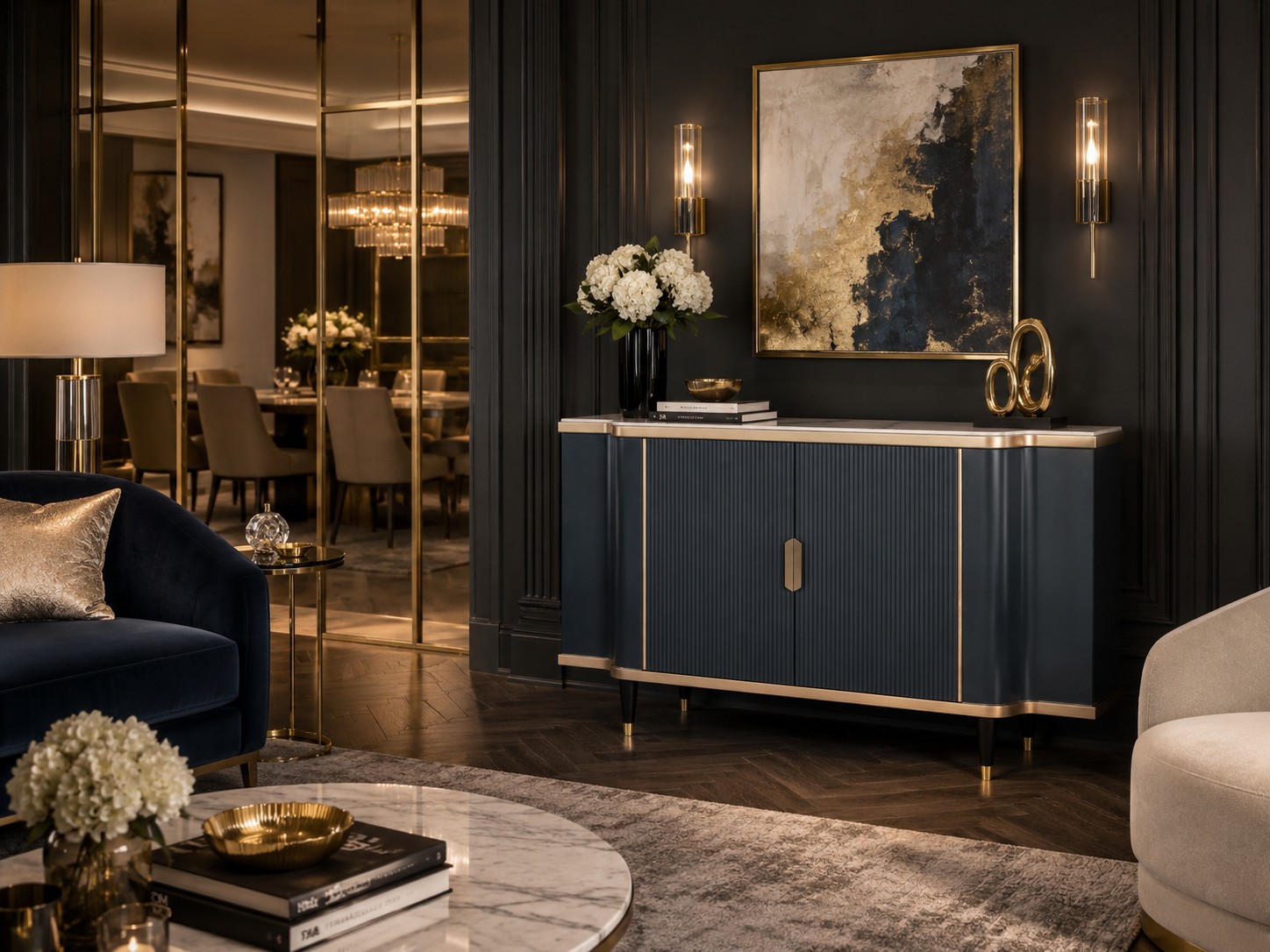 Livin Hill Sideboard Stilig Dunkles Graublau