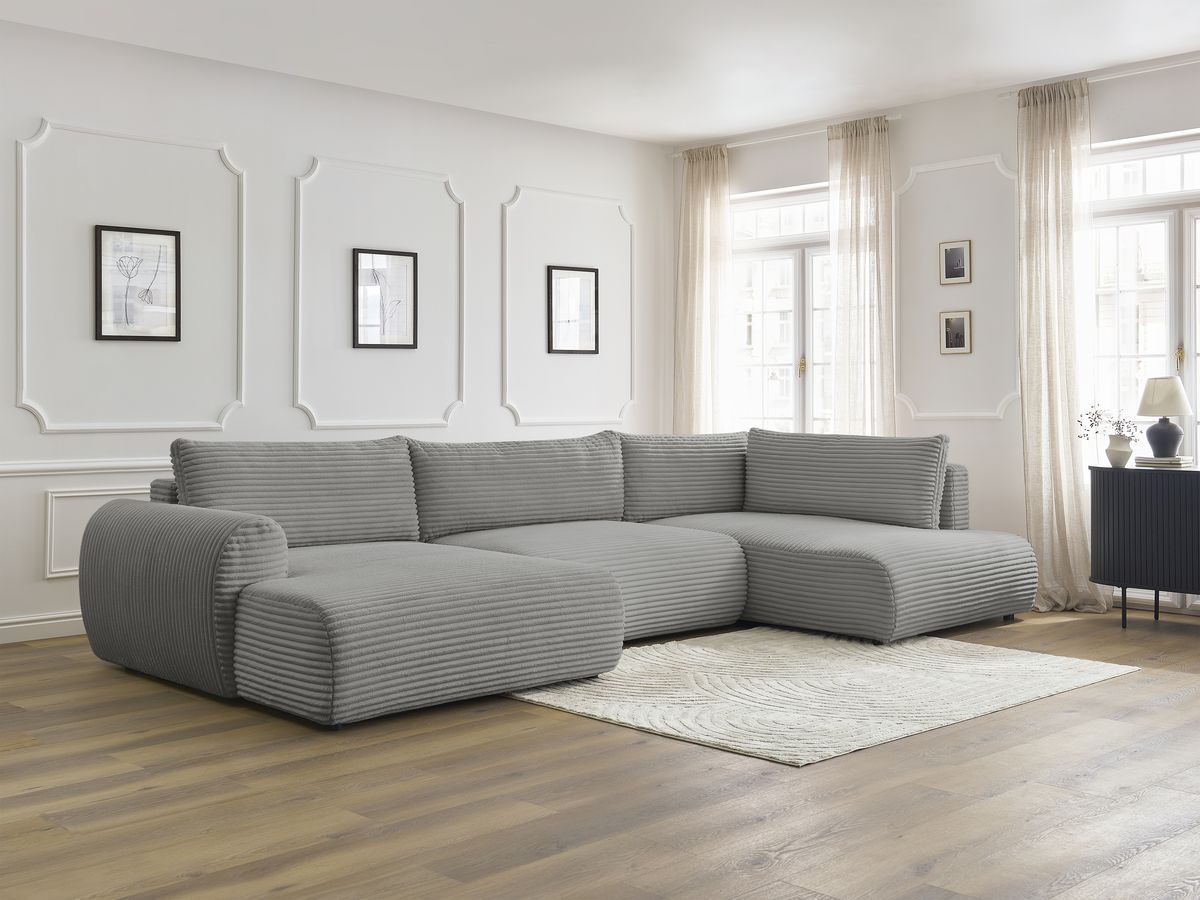 Bobochic Lucien Wohnlandschaft Breitcord weich Dunkelgrau Ecke links