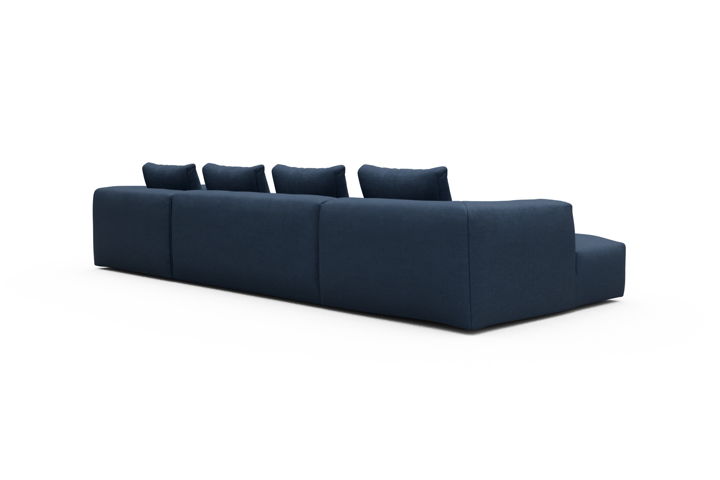 Wohnlandschaft Fred Relax-Ecke rechts mit 2-Sitzer und Chaiselongue links Weda-Blue